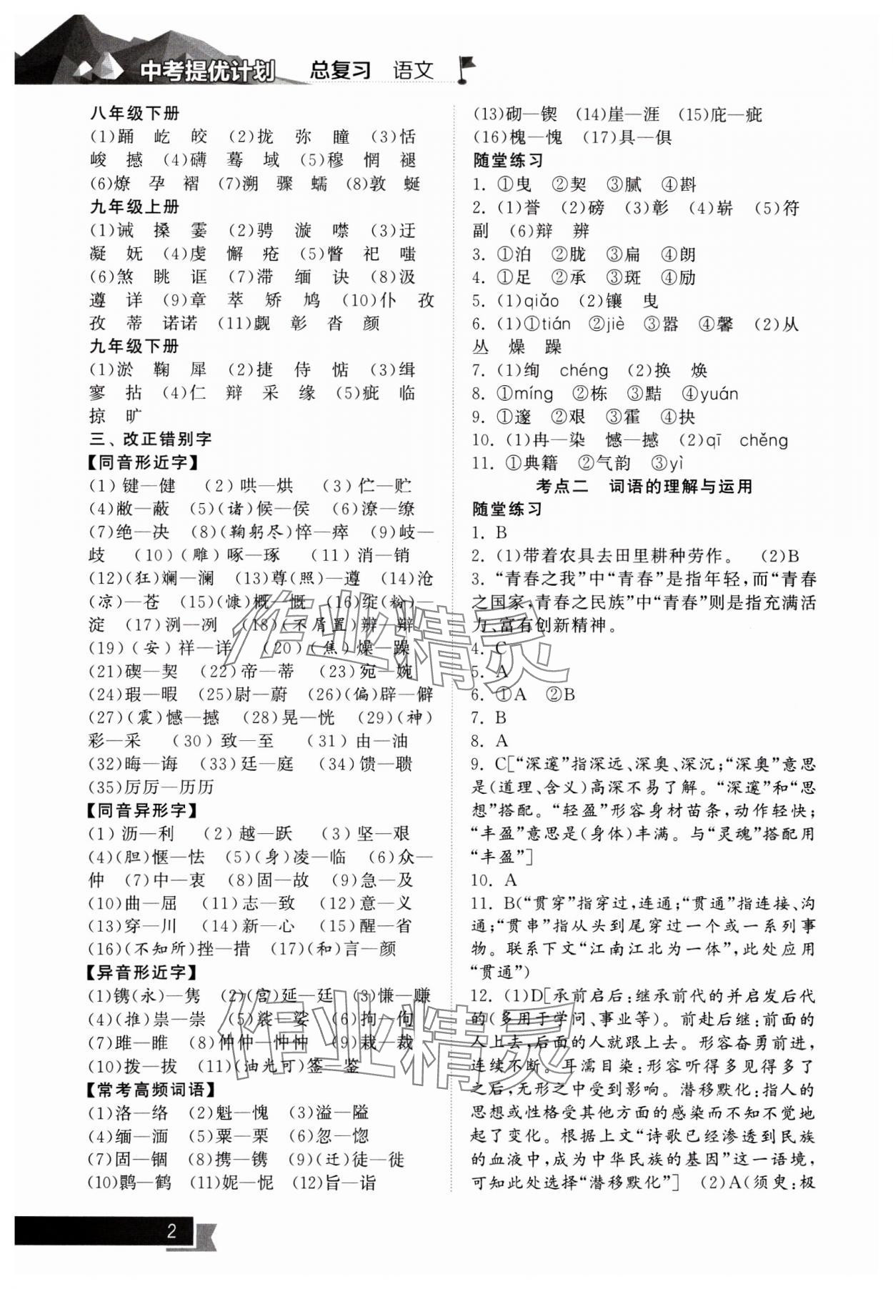 2025年中考提优计划总复习语文 第2页