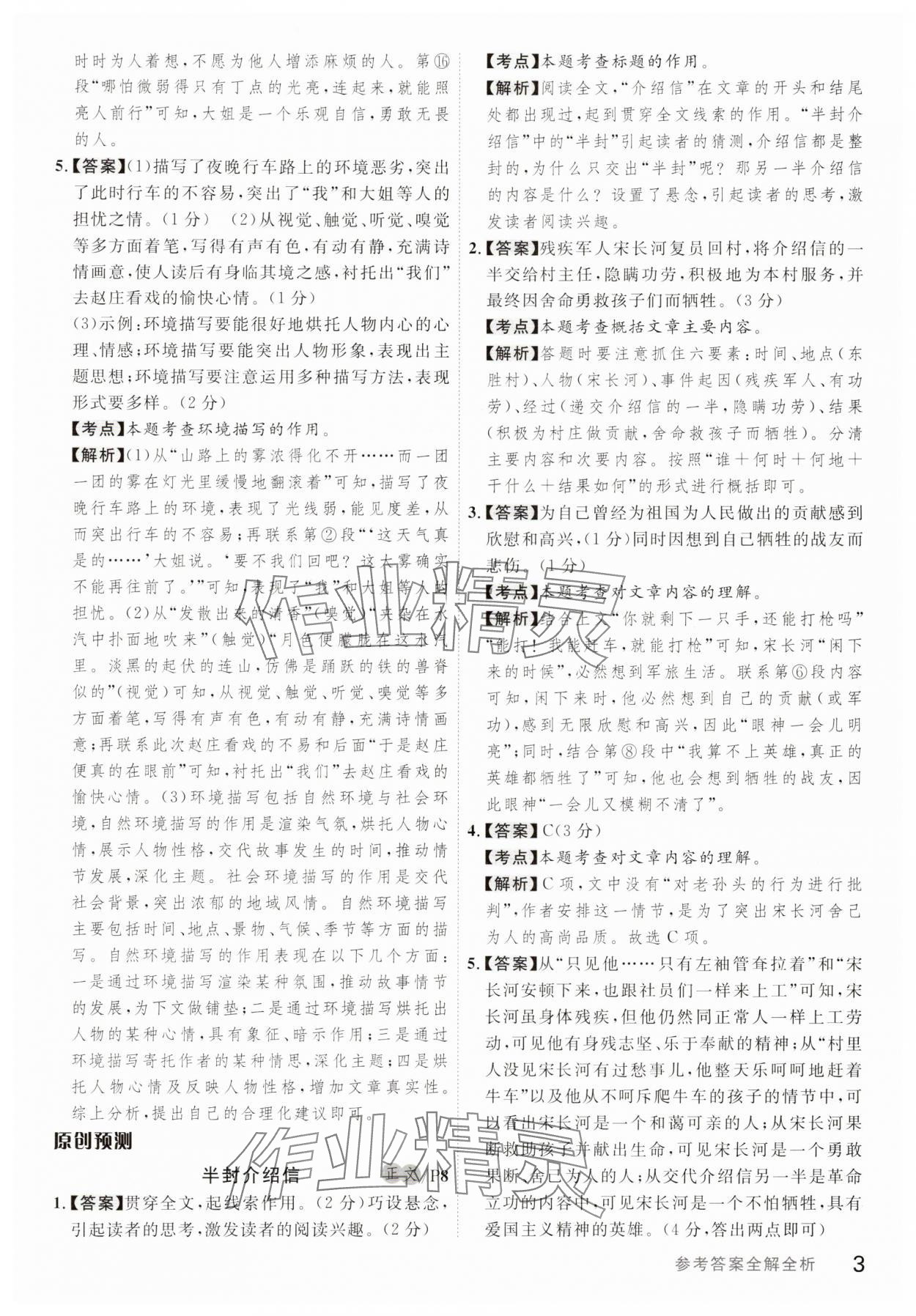 2025年品學(xué)優(yōu)現(xiàn)代文閱讀訓(xùn)練九年級(jí)語(yǔ)文 參考答案第3頁(yè)