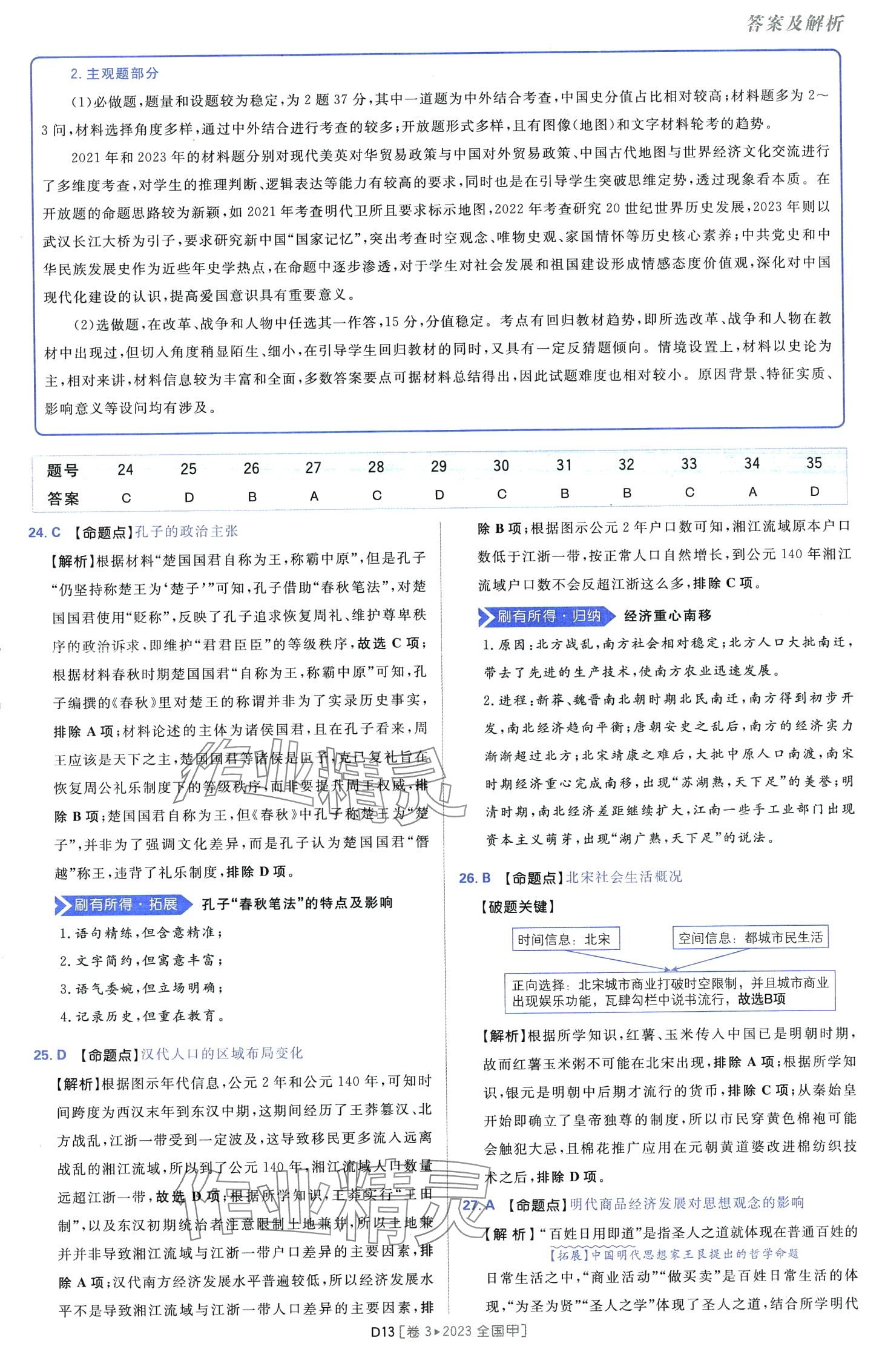 2024年高考必刷卷十年真題高中歷史全一冊人教版 第15頁