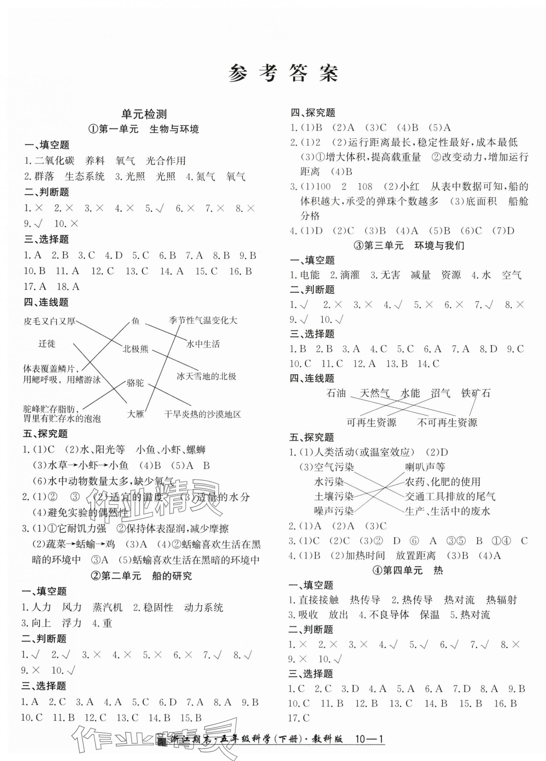 2024年励耘书业浙江期末五年级科学下册教科版 第1页