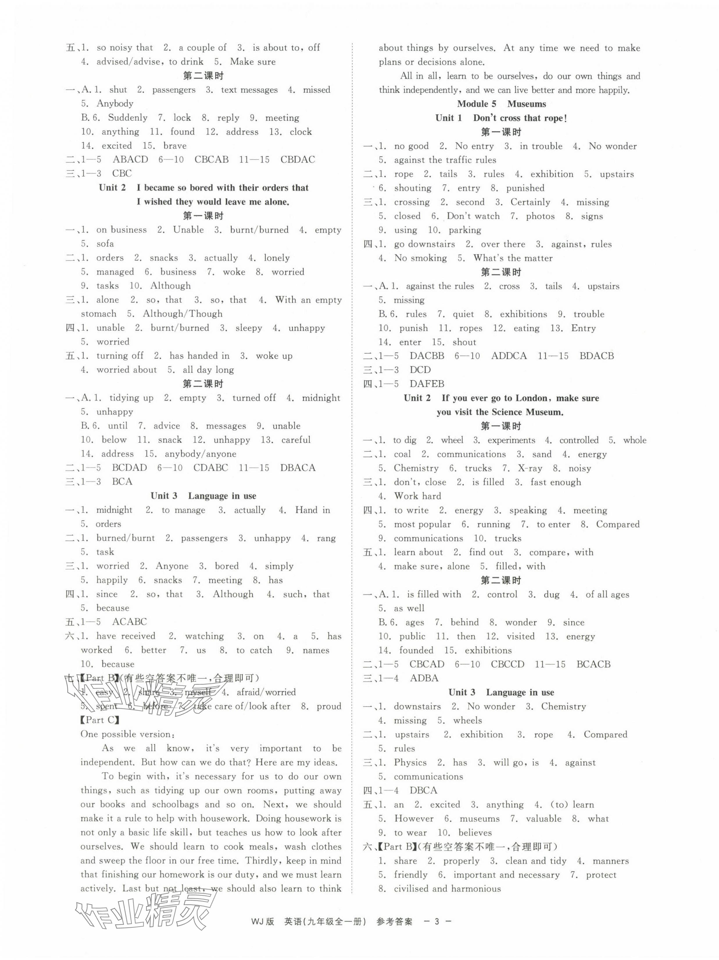 2024年精彩練習(xí)就練這一本九年級英語全一冊外研版 參考答案第3頁