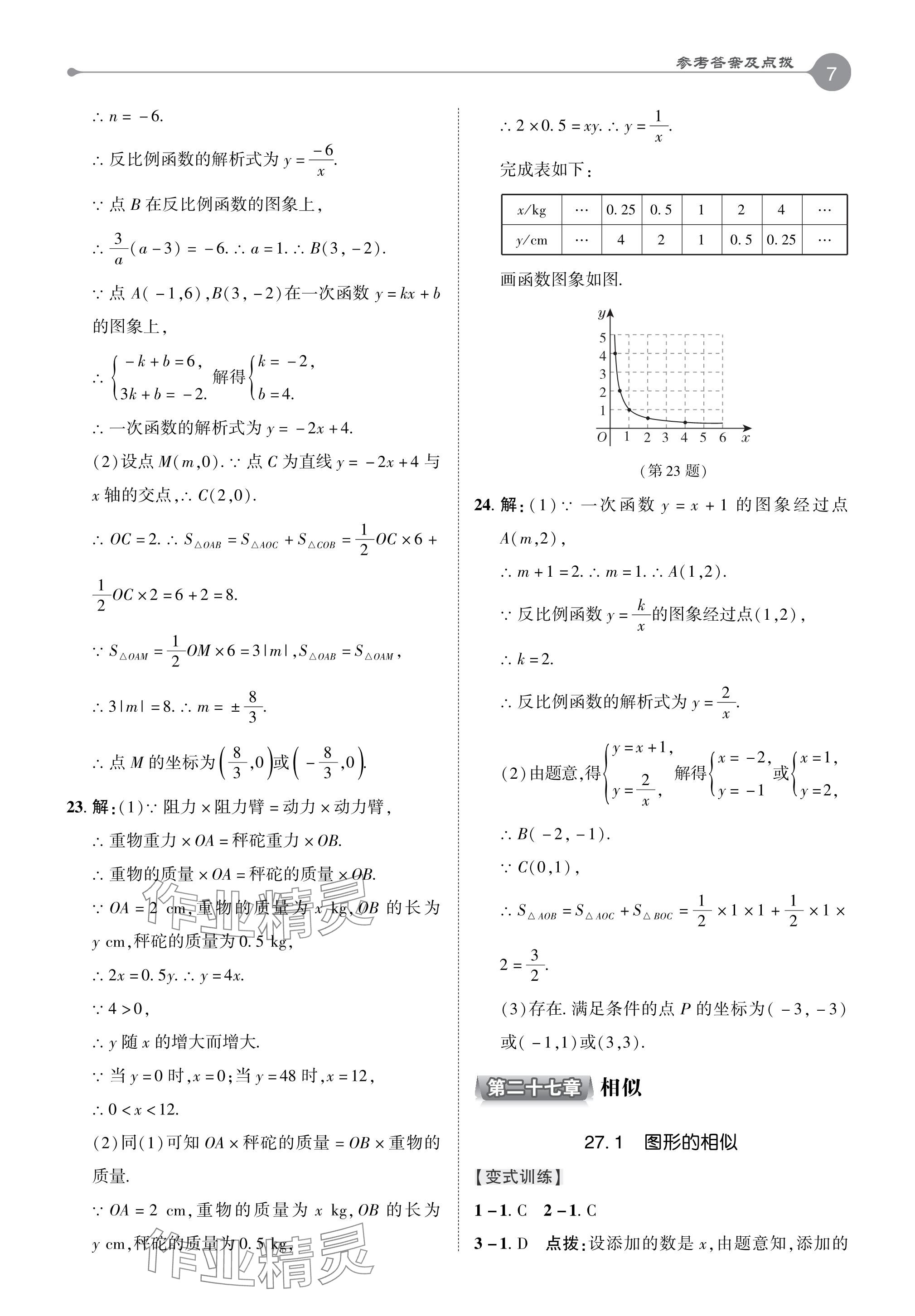 2024年特高級(jí)教師點(diǎn)撥九年級(jí)數(shù)學(xué)下冊(cè)人教版 參考答案第7頁(yè)