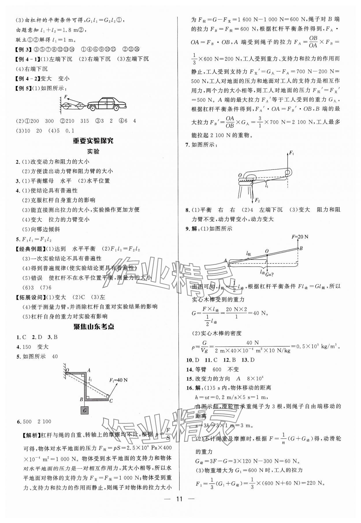 2024年中考对策物理鲁科版&nbsp;参考答案第11页
