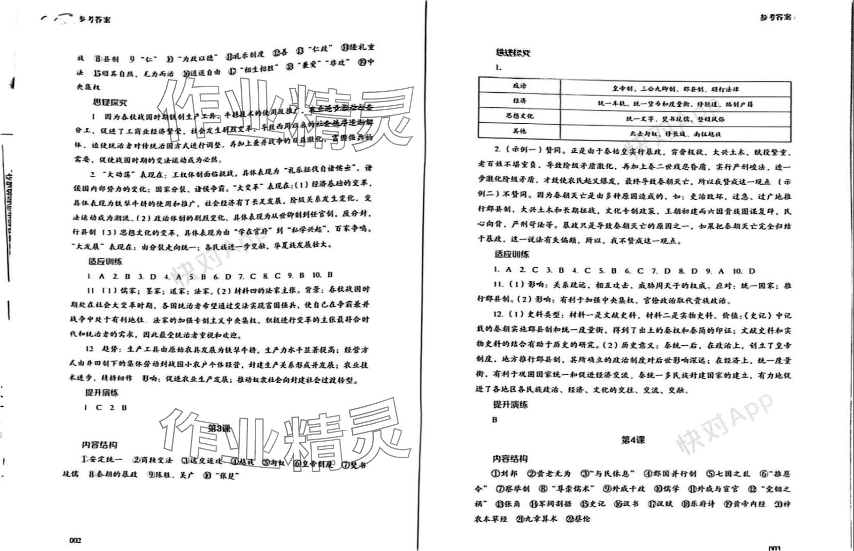 2023年同步練習冊岳麓書社高中歷史必修上冊人教版 參考答案第2頁