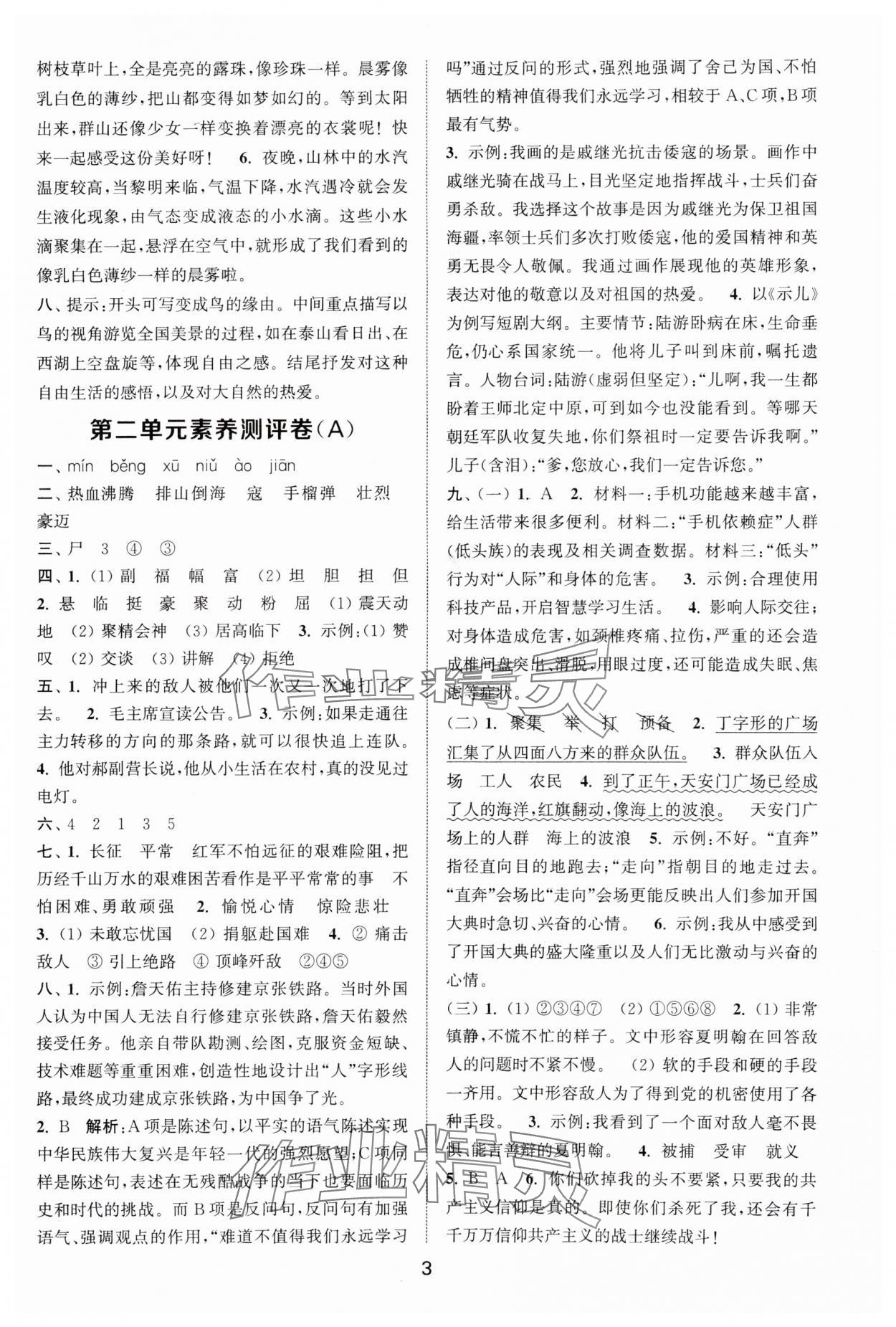 2025年通城學(xué)典全程測評卷六年級語文上冊人教版江蘇專版 第3頁