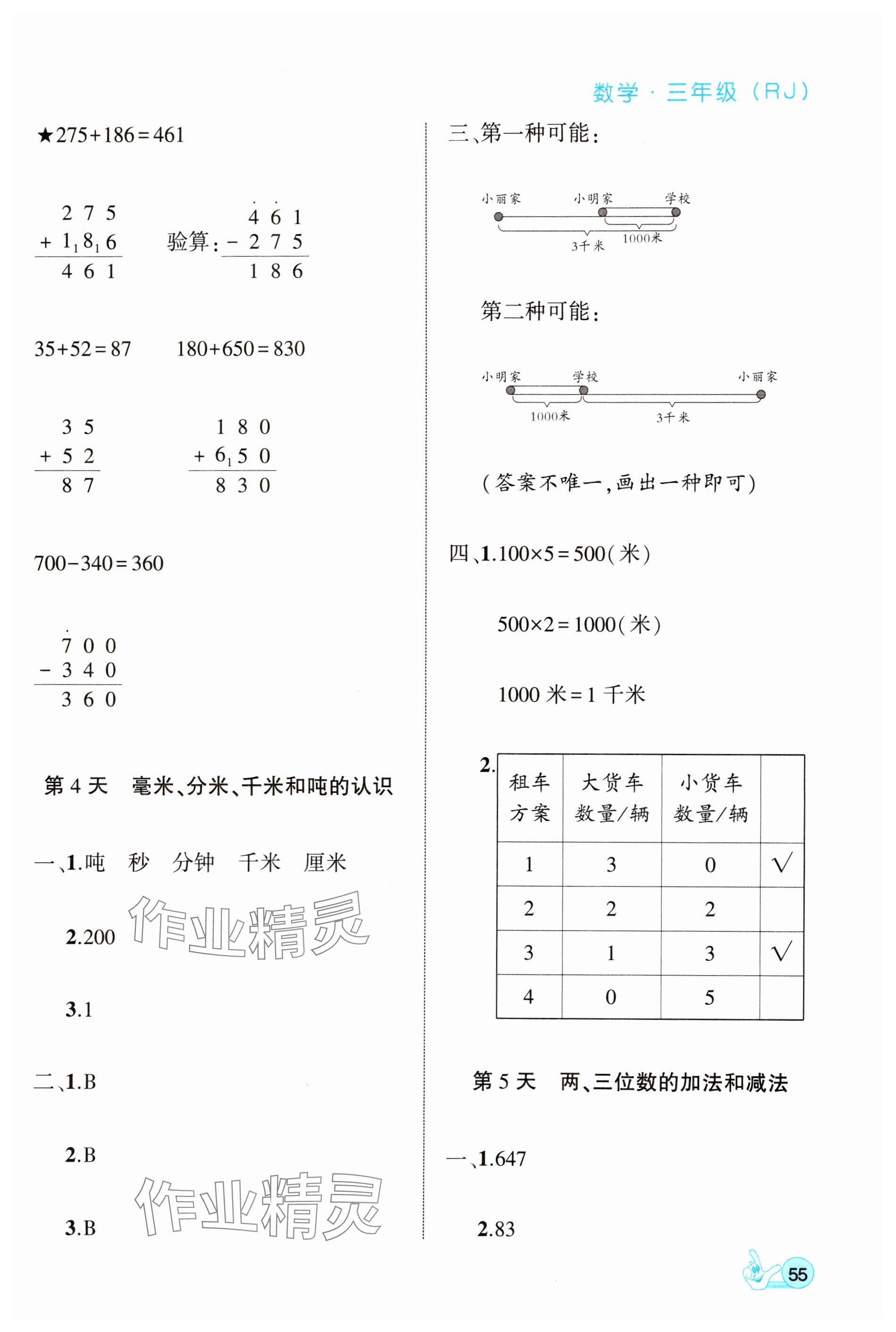 2025年全優(yōu)假期派三年級(jí)數(shù)學(xué)全一冊(cè)人教版 參考答案第3頁