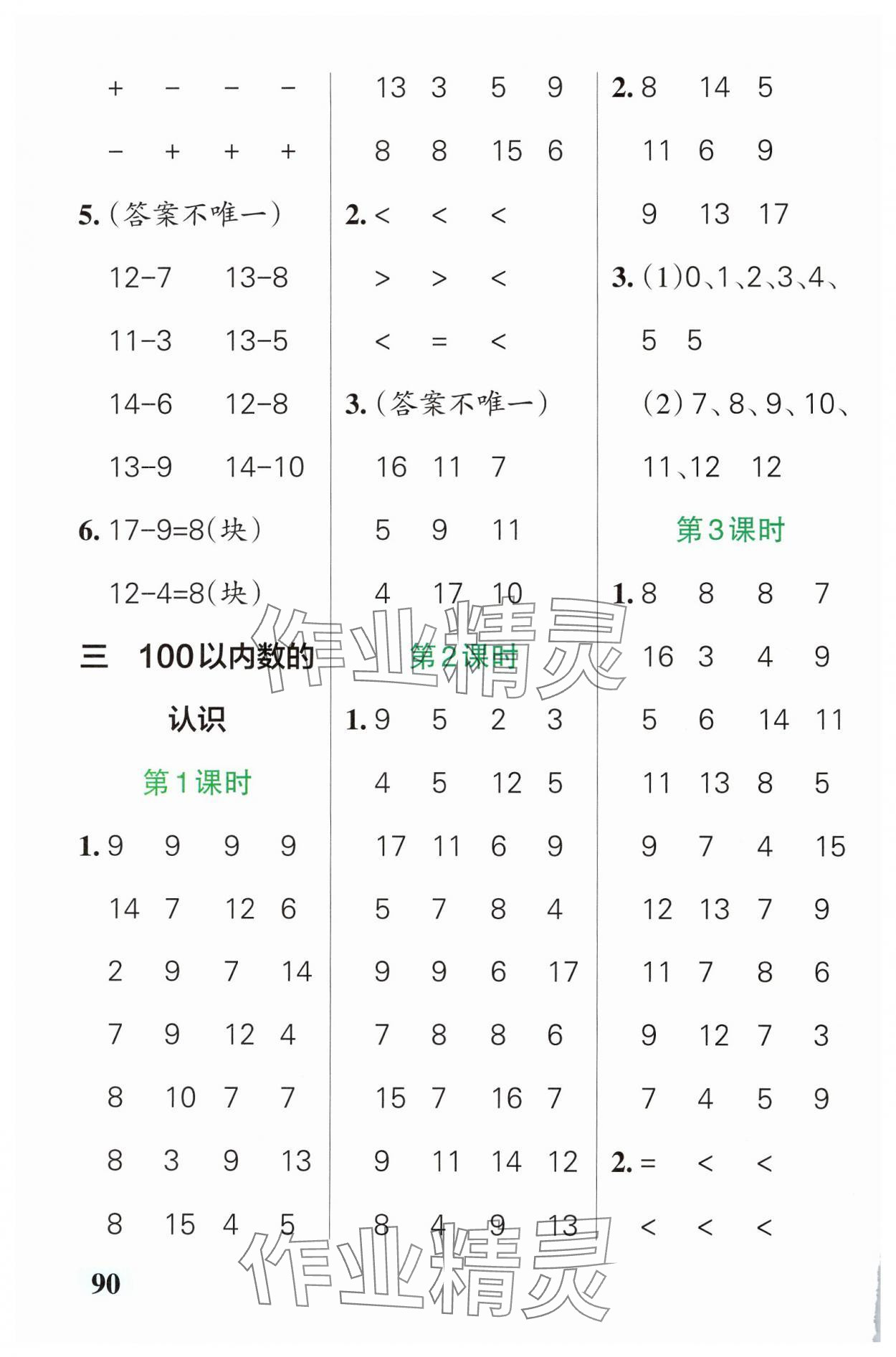 2025年小學(xué)學(xué)霸口算一年級(jí)數(shù)學(xué)下冊(cè)人教版 參考答案第6頁(yè)