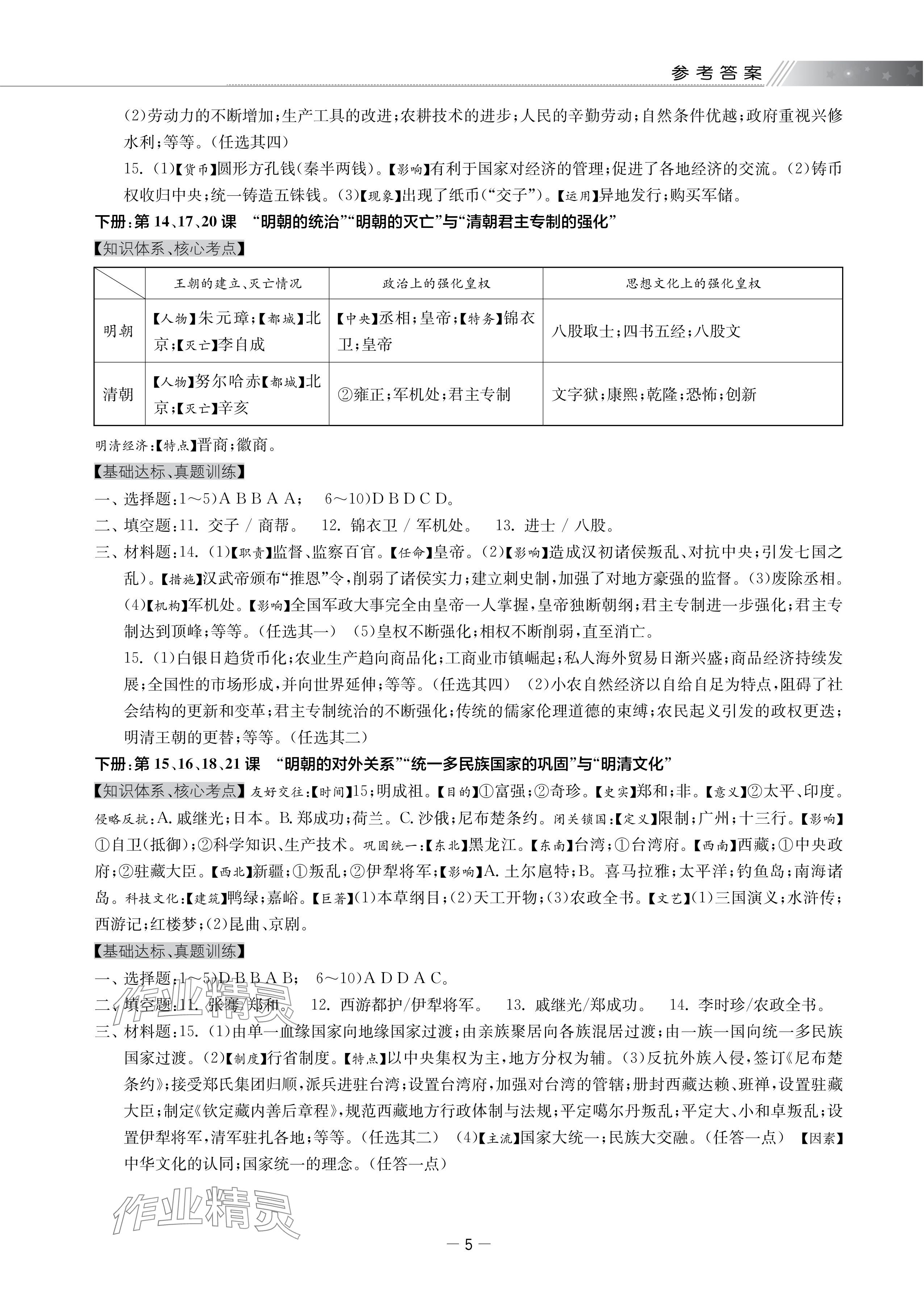 2024年領(lǐng)先一步三維提優(yōu)歷史中考專題知識整理與復(fù)習(xí) 參考答案第5頁