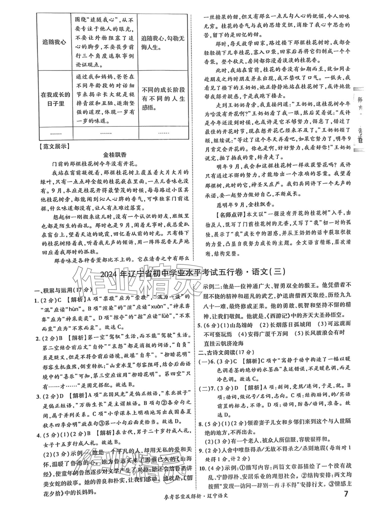 2024年一战成名5行卷语文辽宁专版&nbsp;第7页