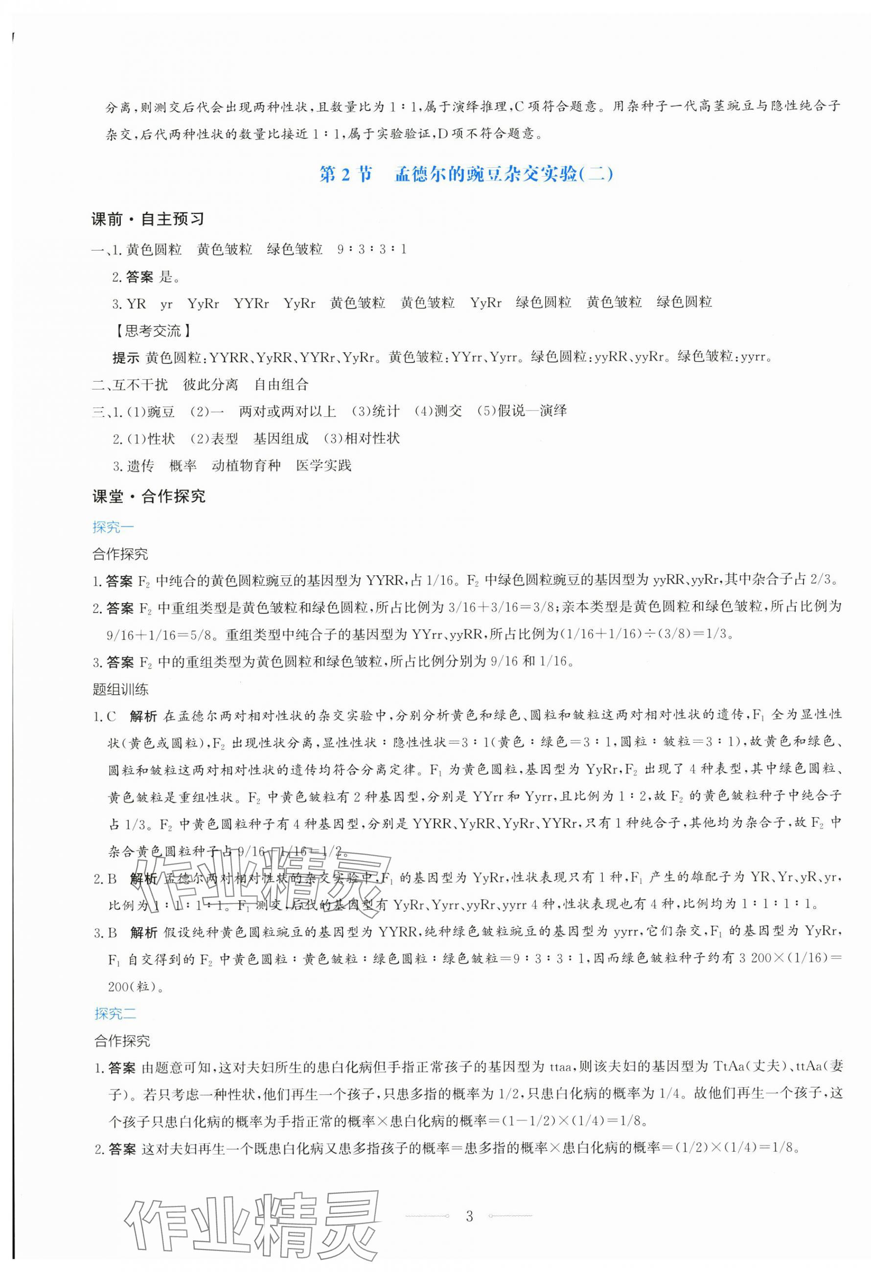 2025年陽光課堂人民教育出版社高中生物必修2人教版 第3頁