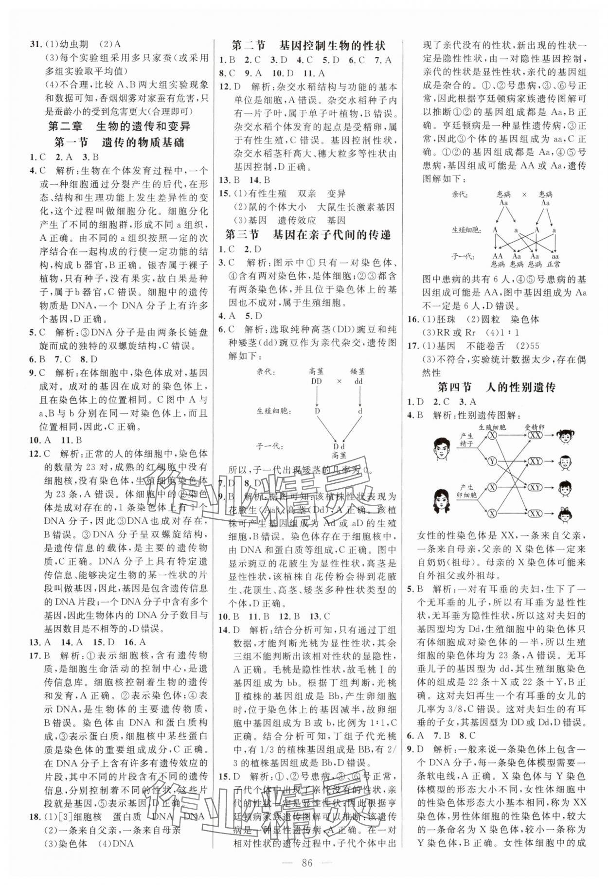 2024年細(xì)解巧練八年級(jí)生物下冊(cè)魯科版54制 參考答案第2頁(yè)