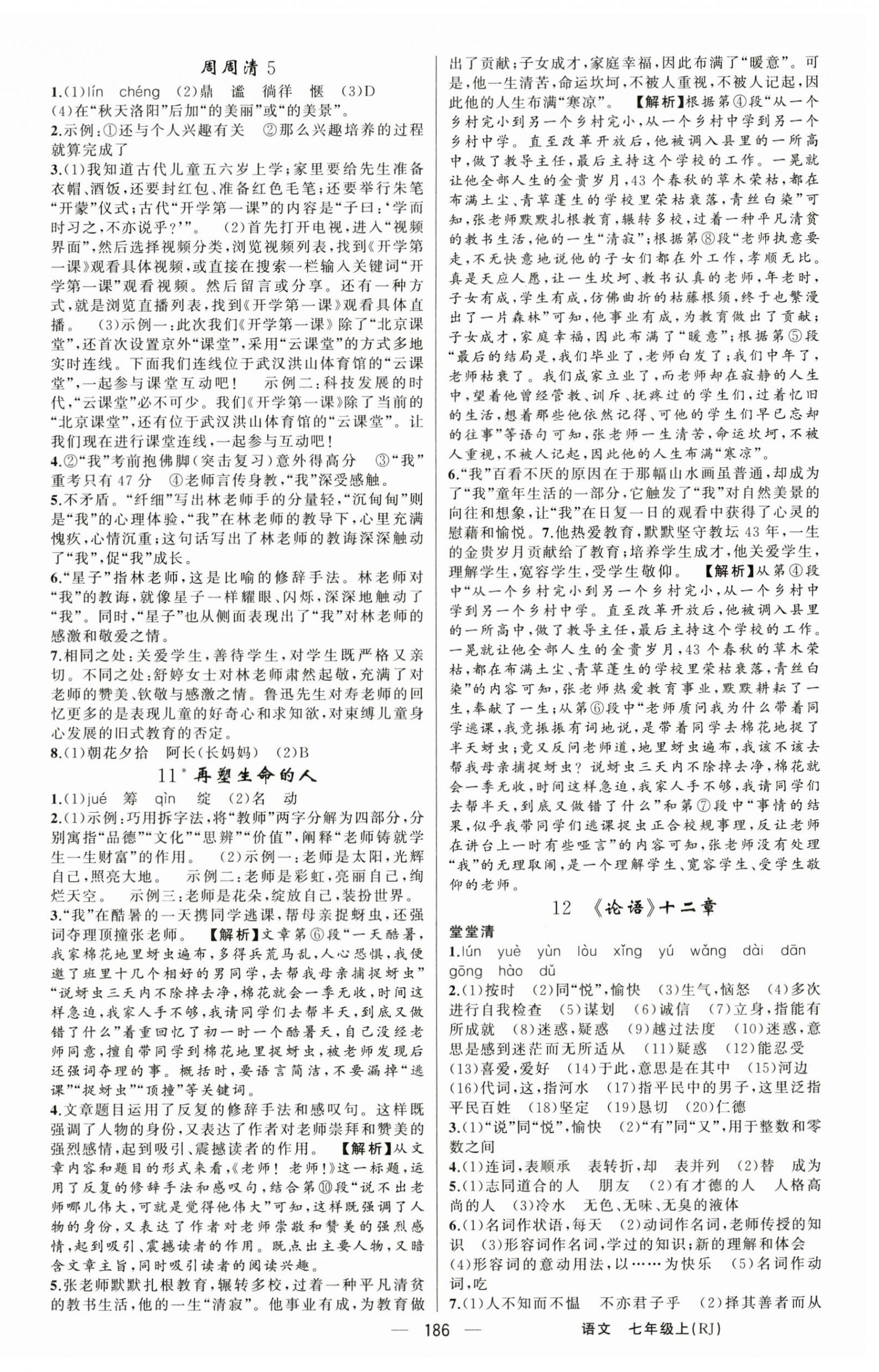 2025年四清導(dǎo)航七年級語文上冊人教版河南專版 第6頁