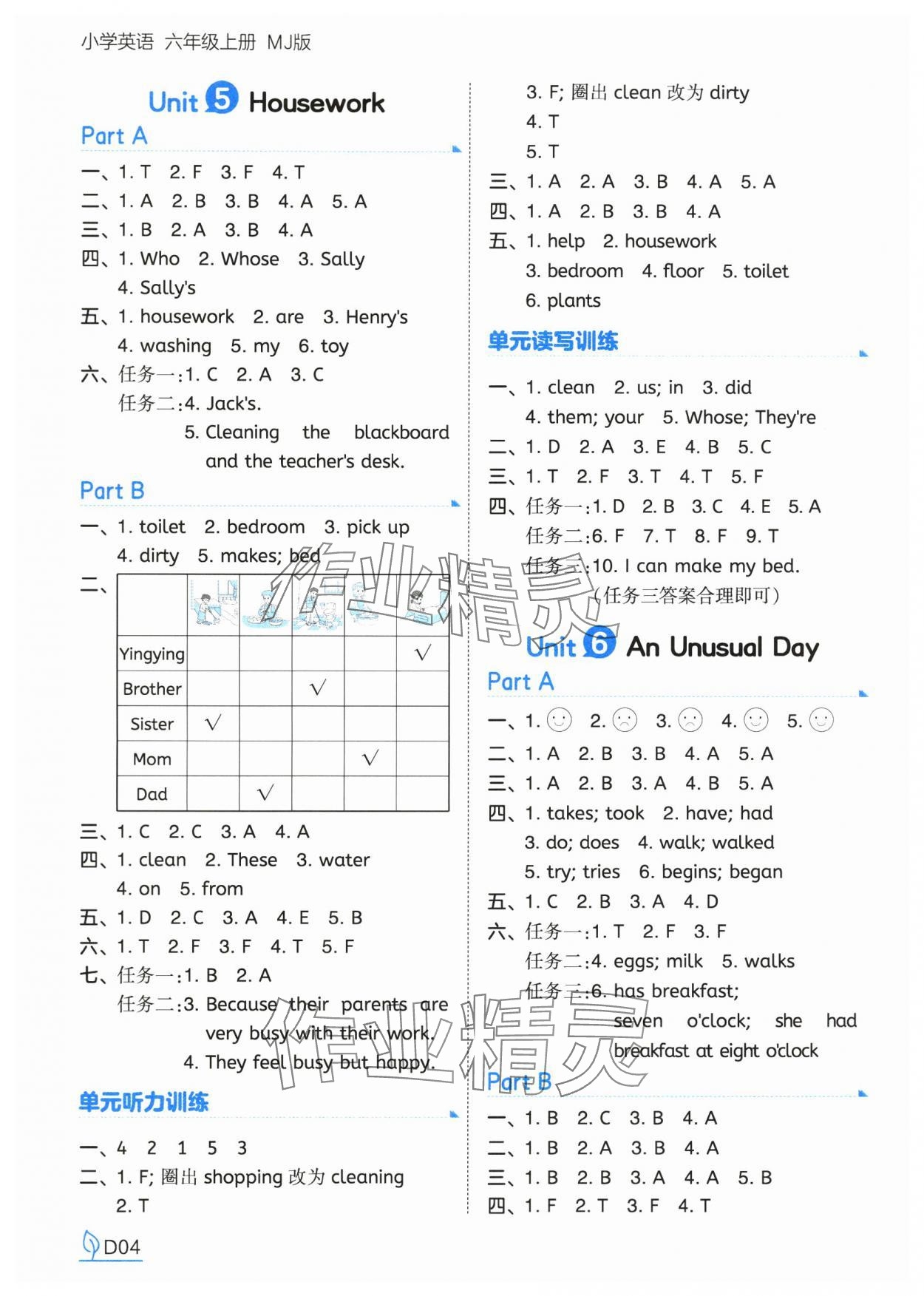 2025年一本同步訓(xùn)練六年級(jí)英語(yǔ)上冊(cè)閩教版福建專版 參考答案第4頁(yè)