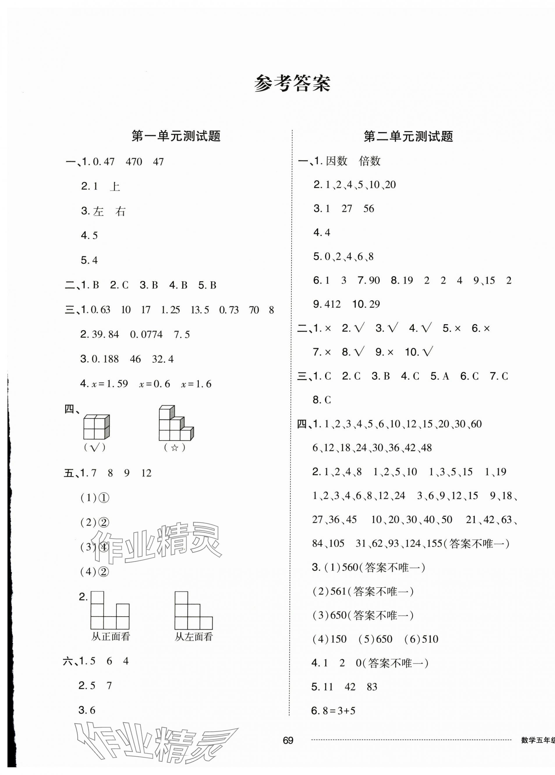 2025年同步練習(xí)冊配套單元自測卷五年級(jí)數(shù)學(xué)下冊人教版 第1頁