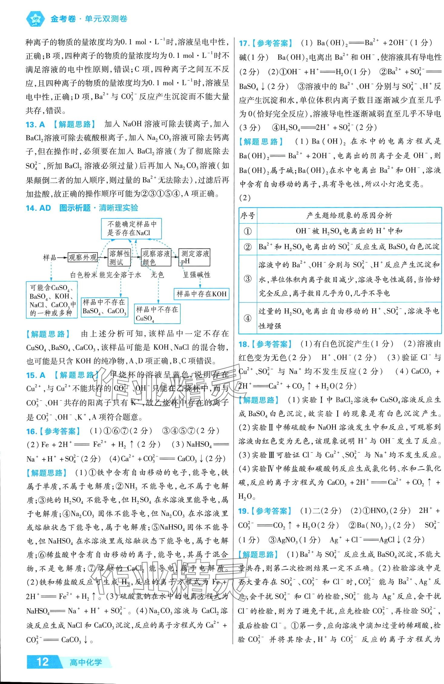 2024年金考卷活頁題選高中化學(xué)必修第一冊魯科版 第14頁