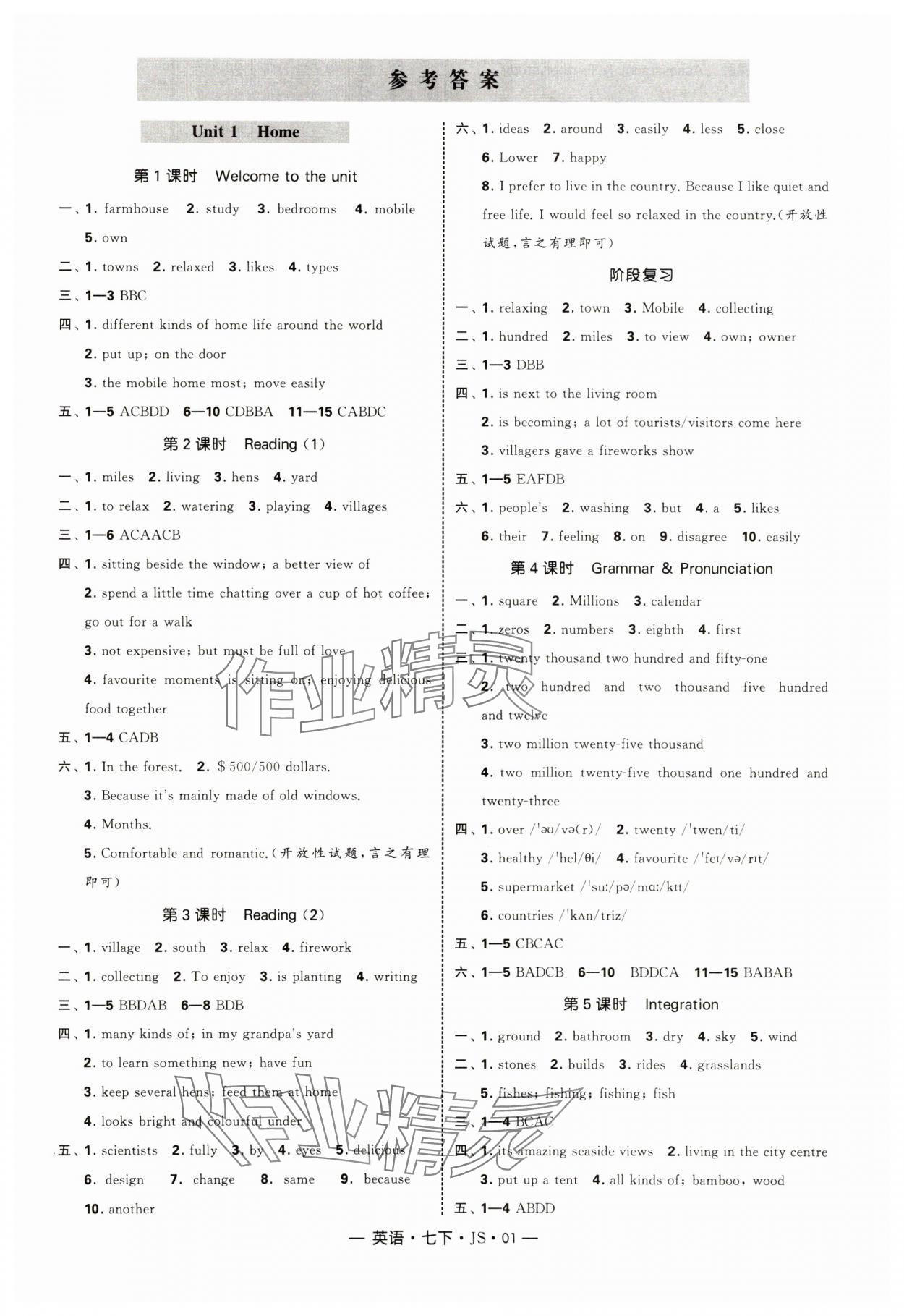 2025年經(jīng)綸學(xué)典課時(shí)作業(yè)七年級(jí)英語下冊(cè)譯林版 第1頁