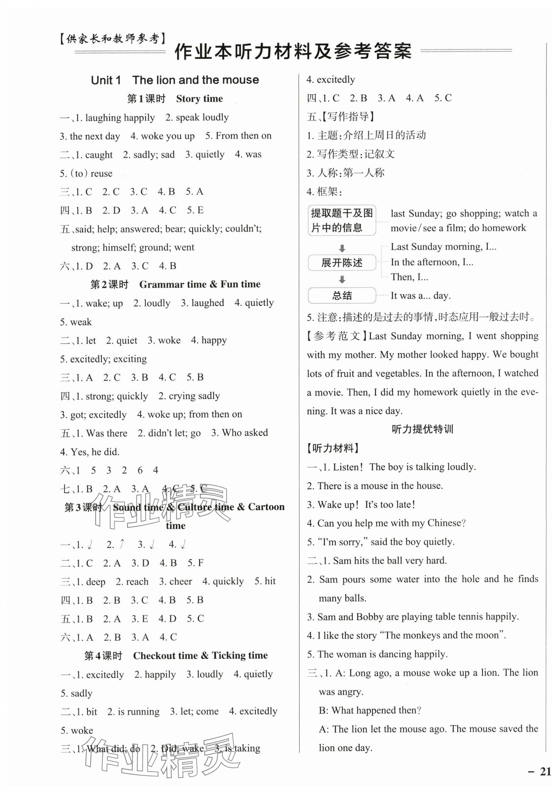 2025年綠卡提優特訓六年級英語下冊譯林版江蘇專版 參考答案第1頁