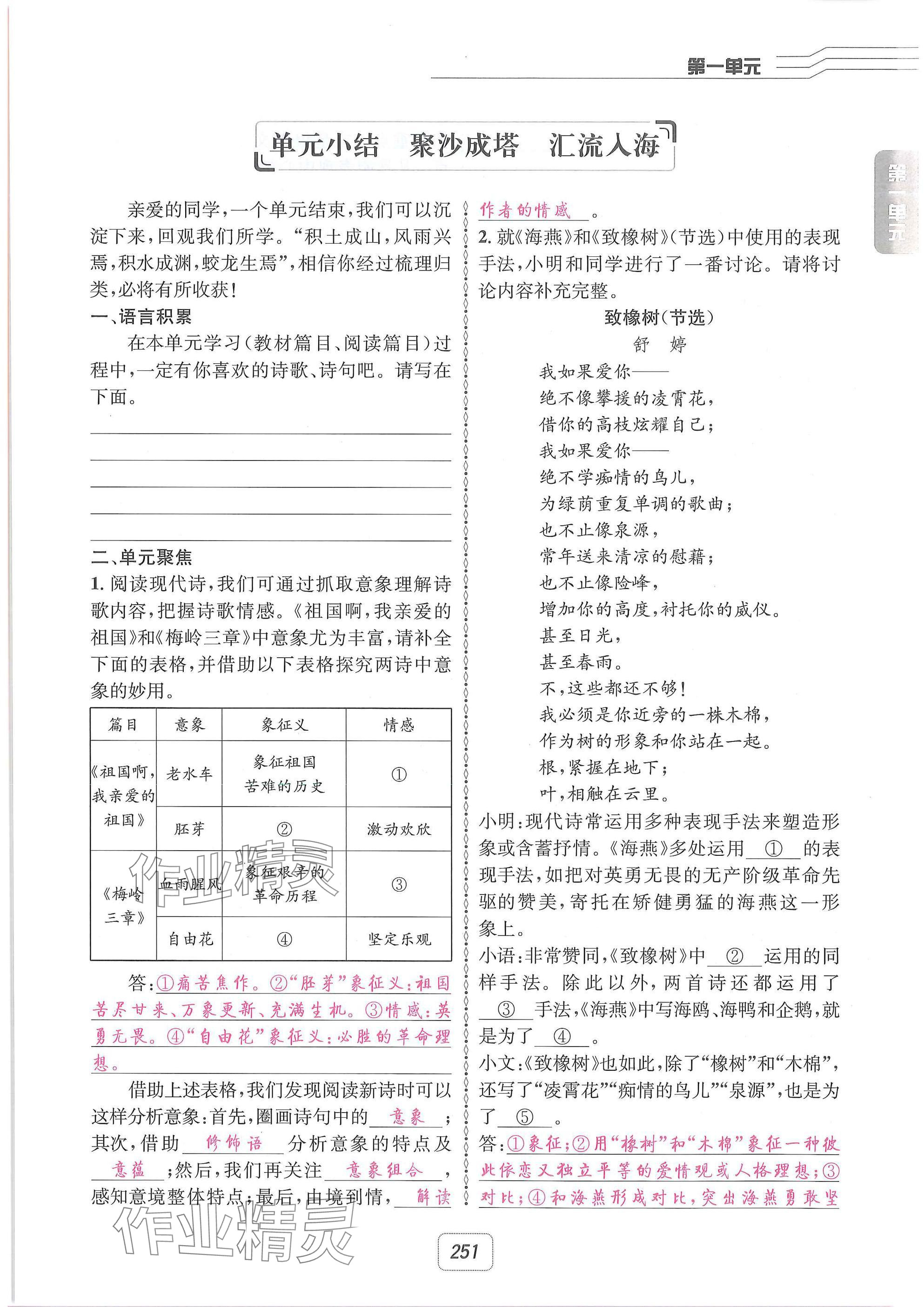 2025年名校金典課堂九年級語文全一冊下人教版成都專版 參考答案第25頁
