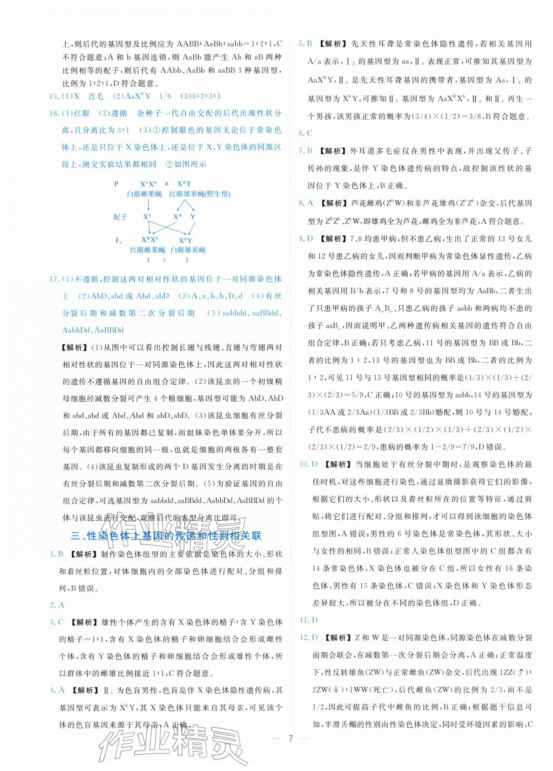 2025年全校核心素養(yǎng)測評高中生物必修第二冊浙科版 參考答案第7頁