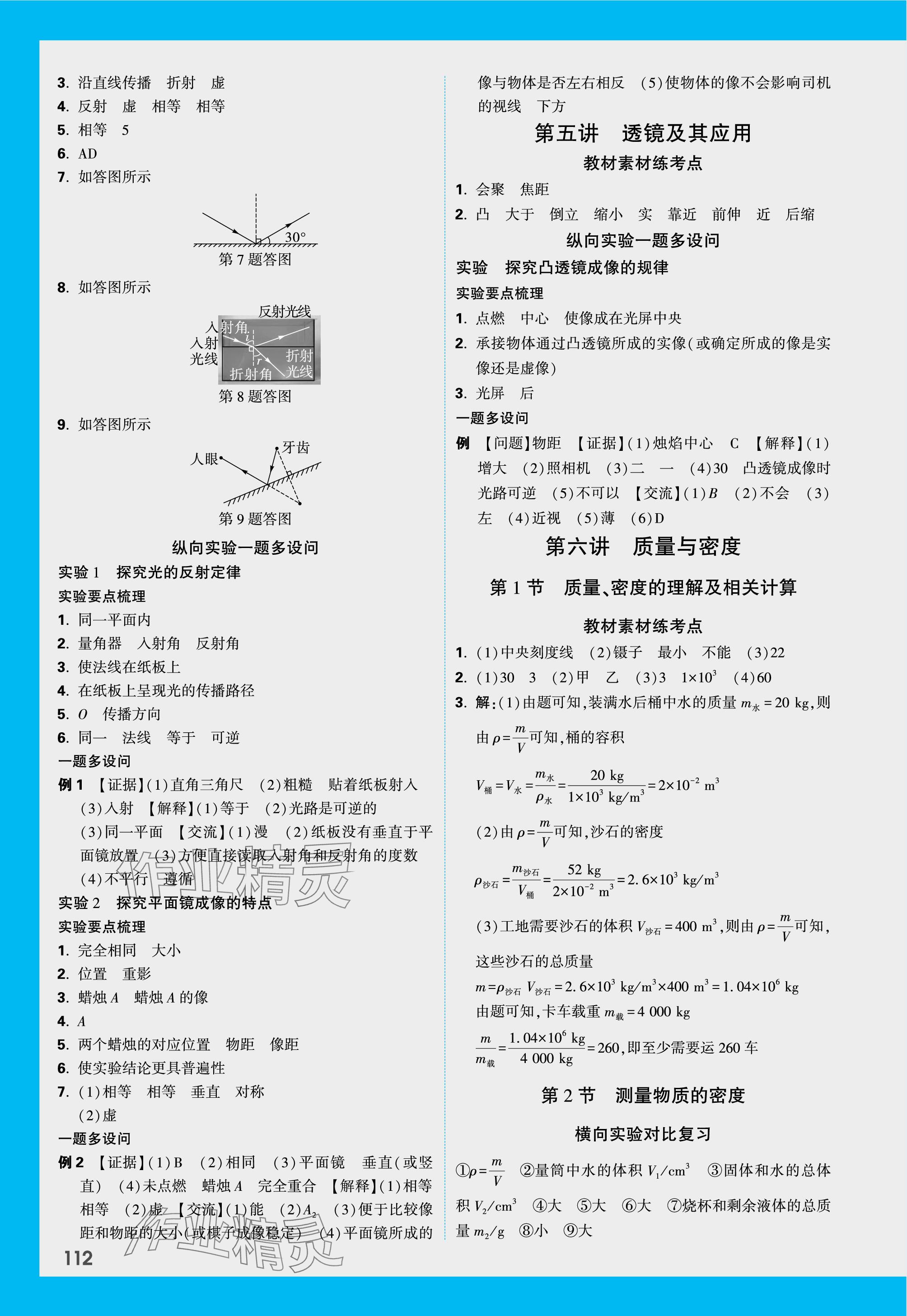 2024年萬唯中考試題研究物理江西專版 參考答案第2頁