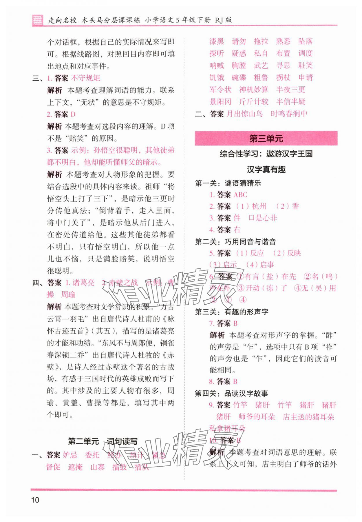 2025年木頭馬分層課課練五年級語文下冊人教版浙江專版 第10頁