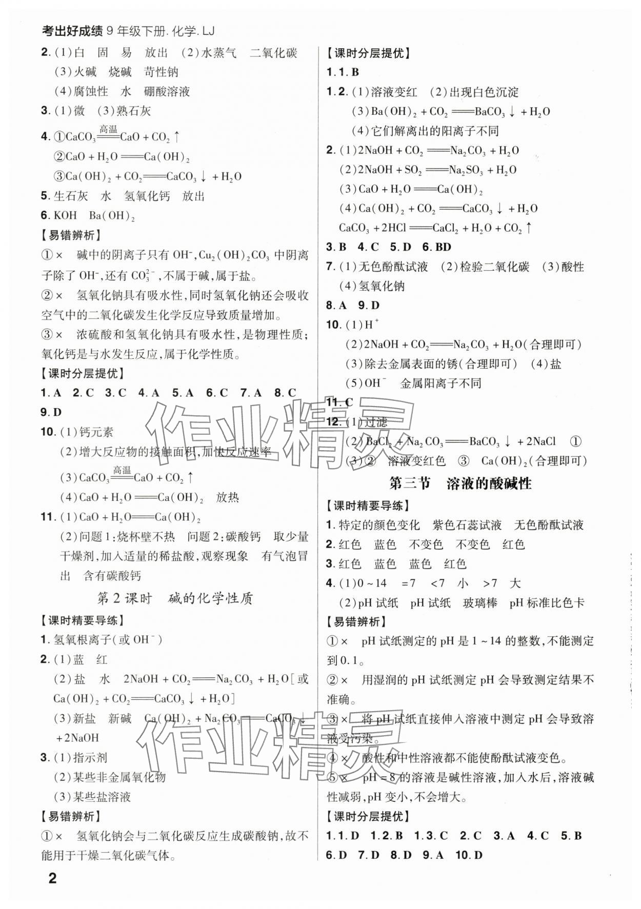 2025年考出好成績九年級化學下冊魯教版山東專版 第2頁