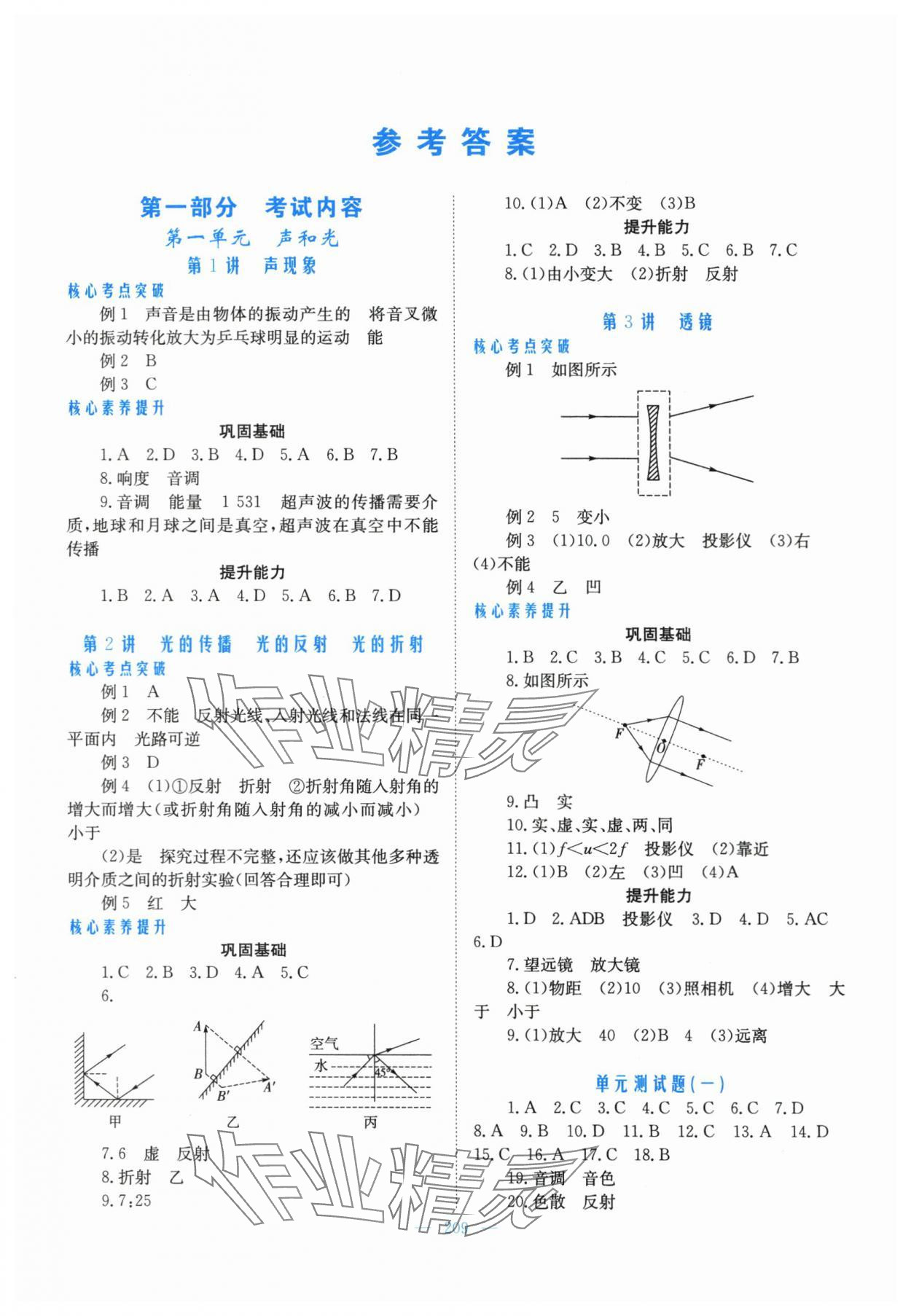 2024年新優(yōu)化設(shè)計(jì)初中總復(fù)習(xí)物理 參考答案第1頁(yè)