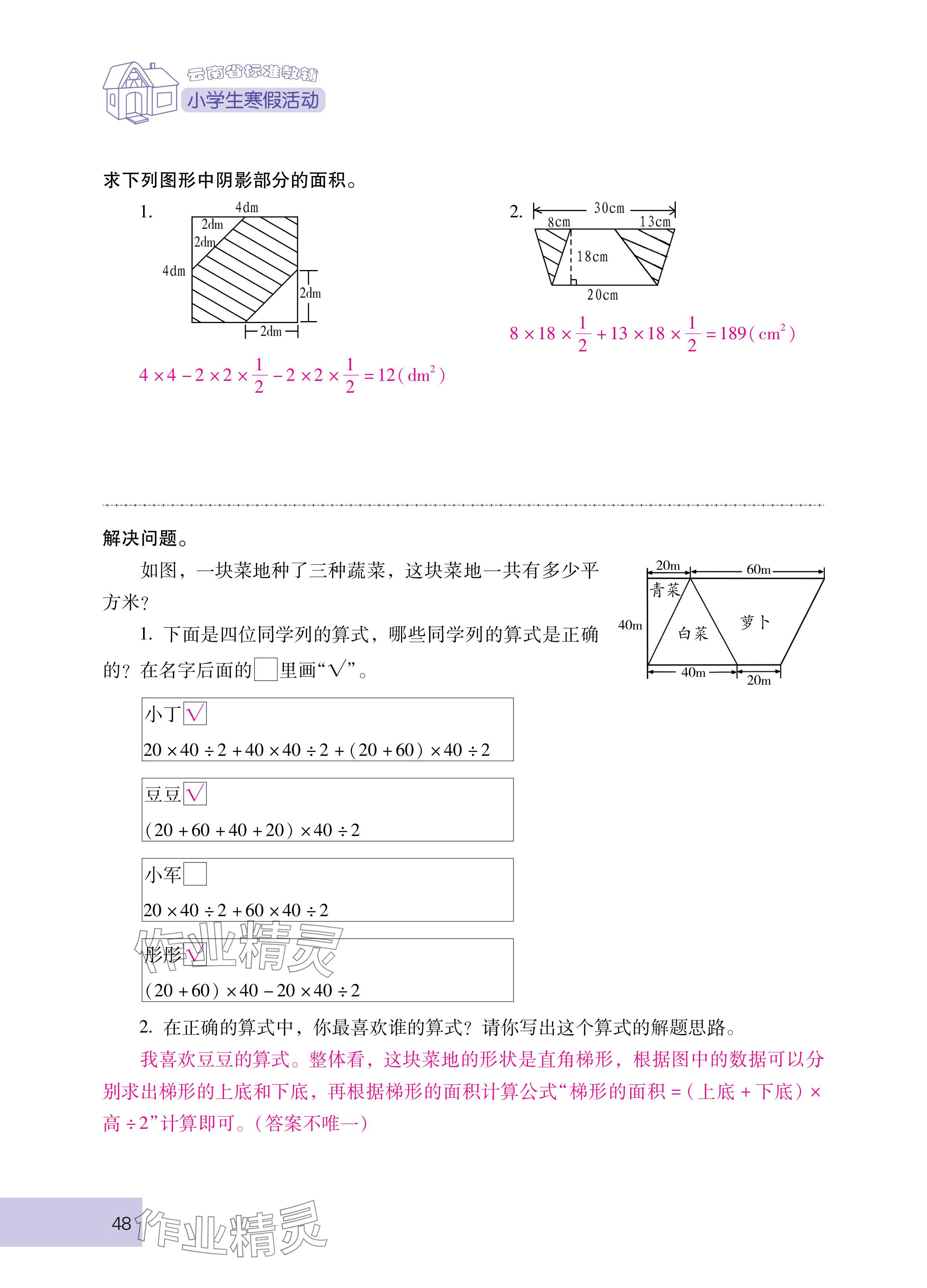 2025年云南省標準教輔寒假活動五年級數學人教版 第6頁