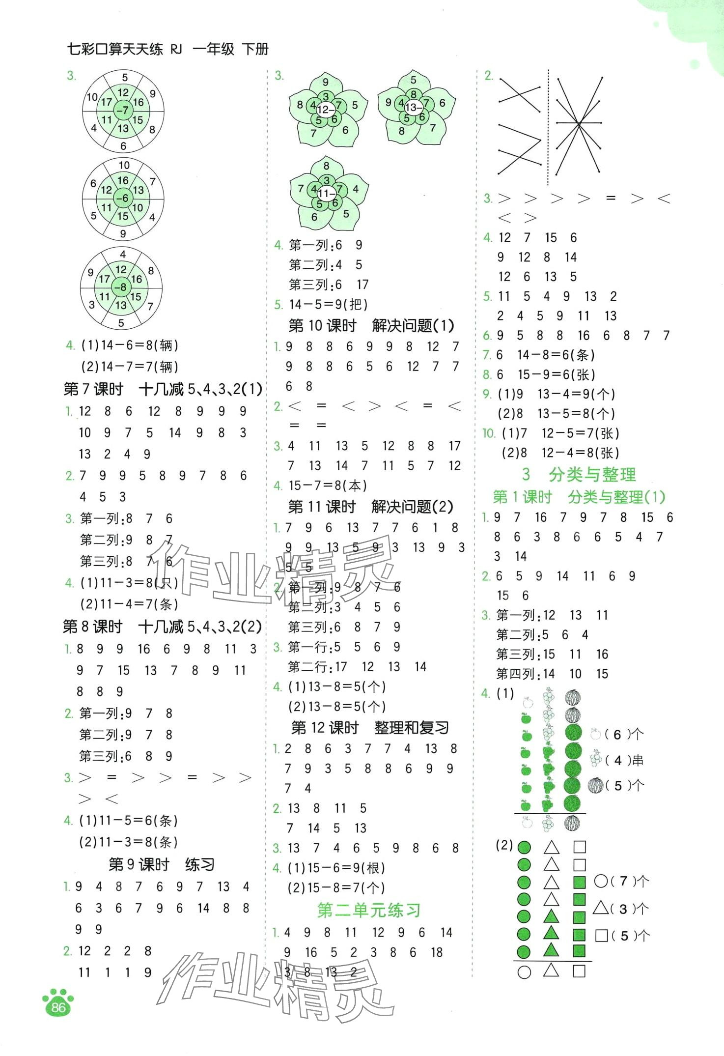 2024年七彩口算天天練一年級數學下冊人教版 第2頁