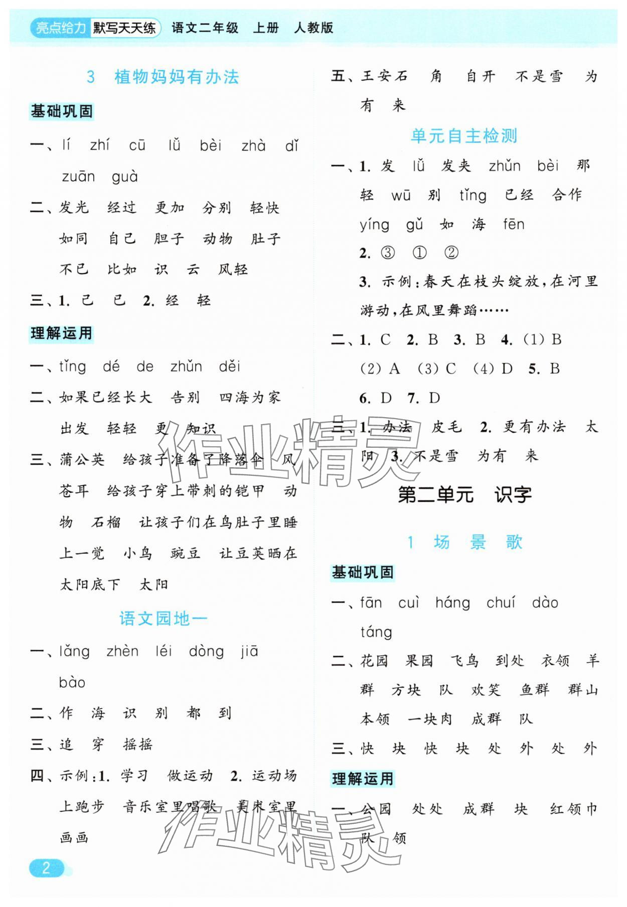 2025年亮點(diǎn)給力默寫天天練二年級語文上冊人教版 第2頁