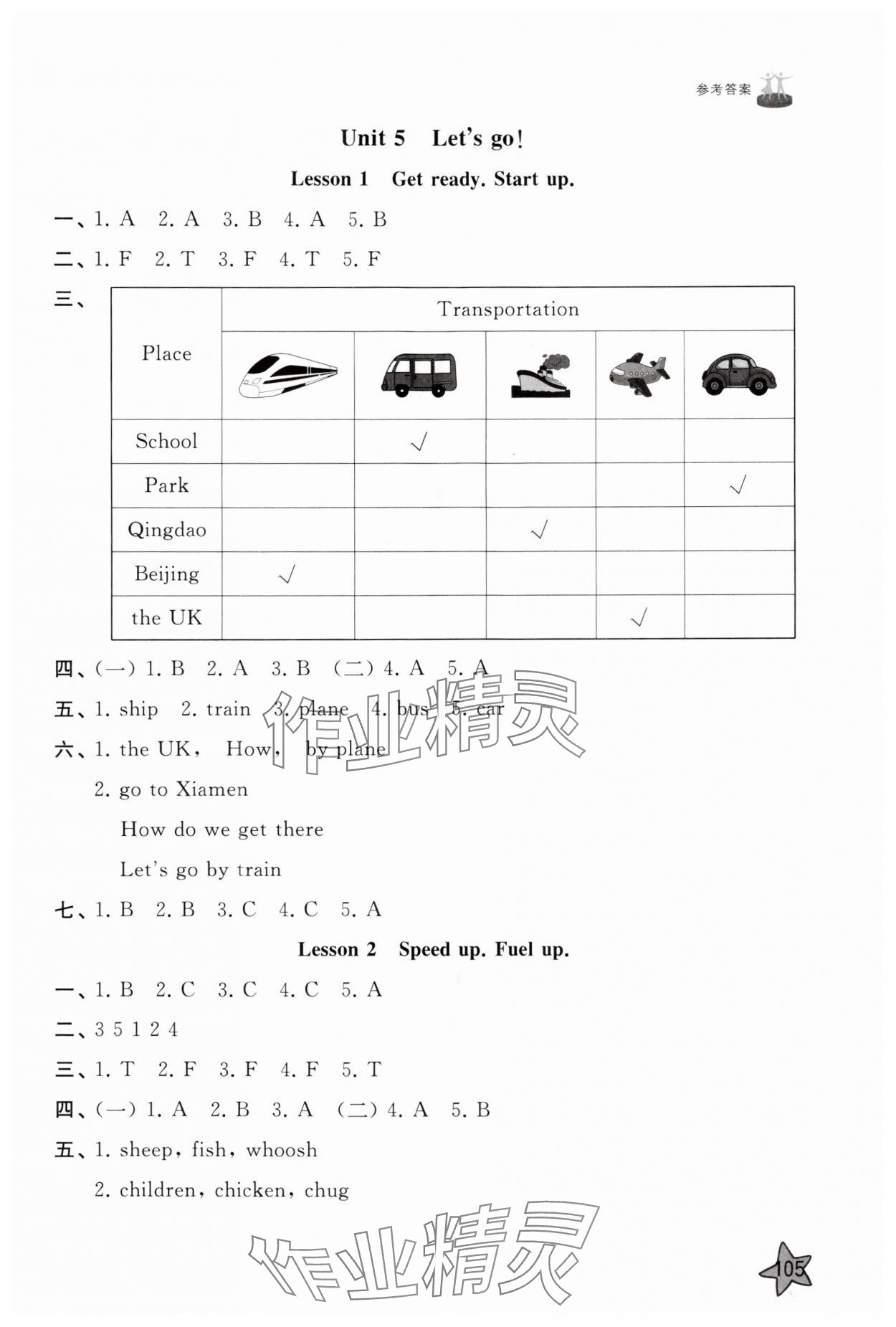 2025年小学同步练习册四年级英语上册外研版&nbsp;参考答案第7页