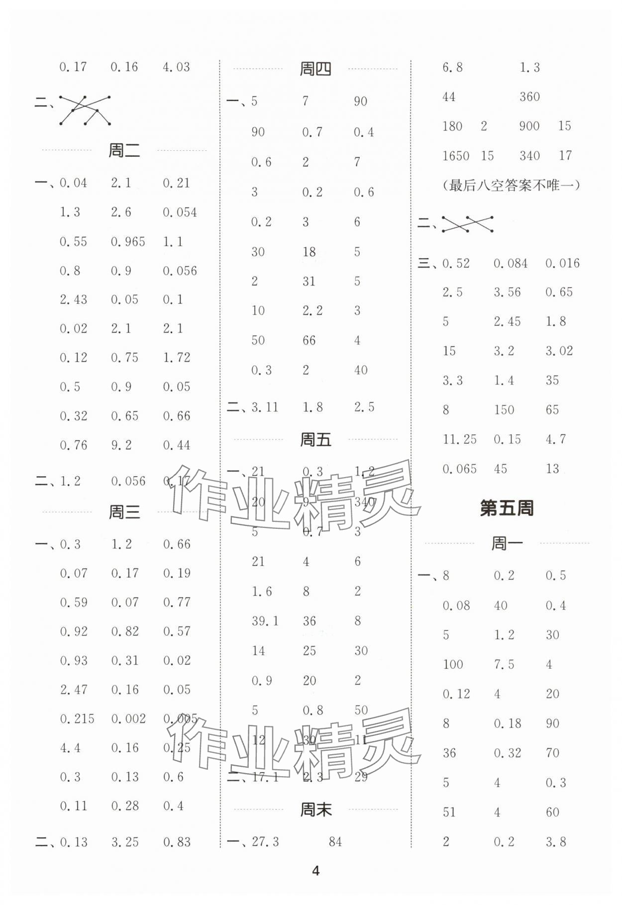 2025年通城学典计算能手五年级数学上册青岛版 第4页