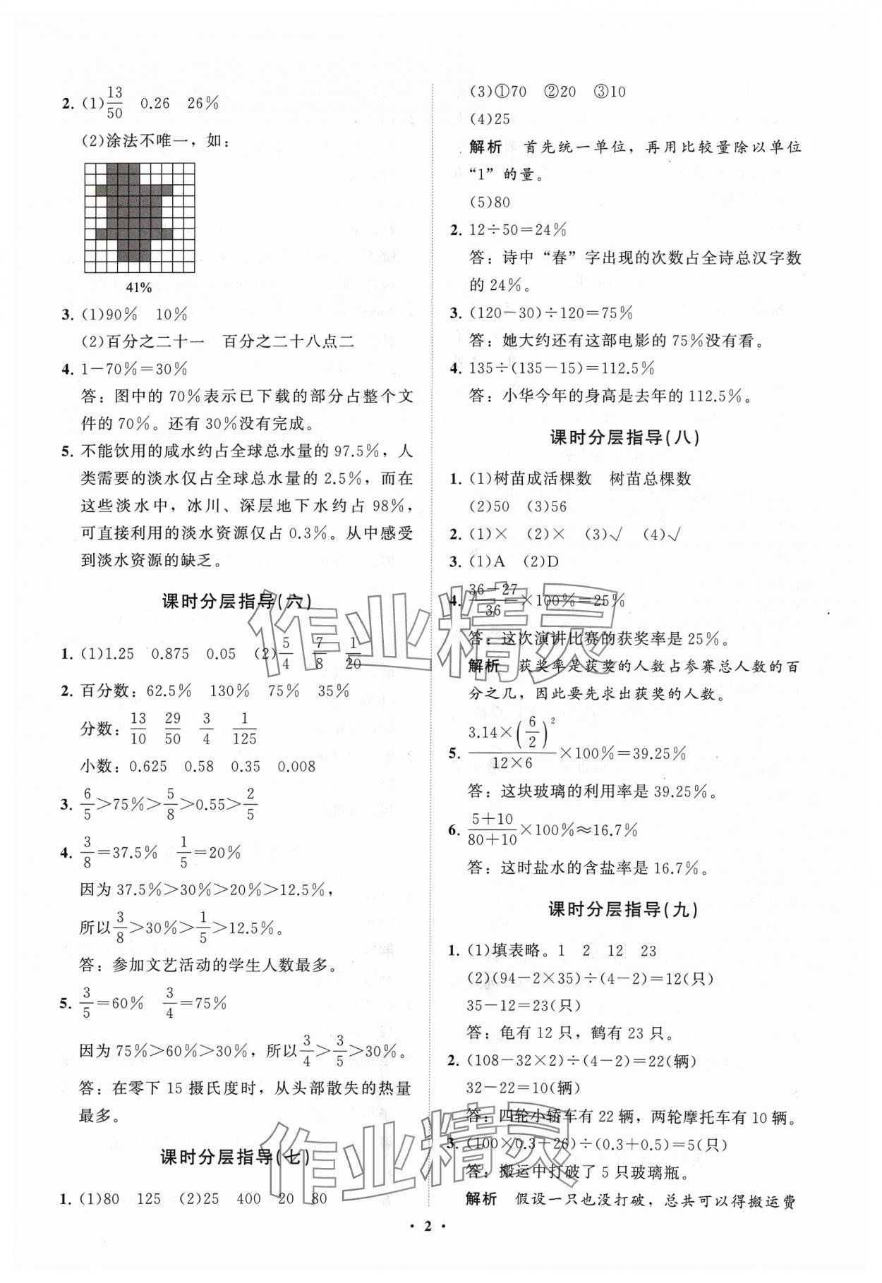 2024年小学同步练习册分层指导五年级数学下册青岛版54制 参考答案第2页