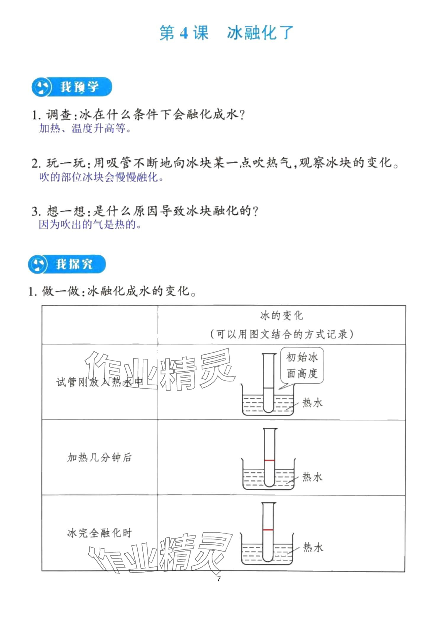 2024年预学与导学三年级科学上册教科版 参考答案第7页