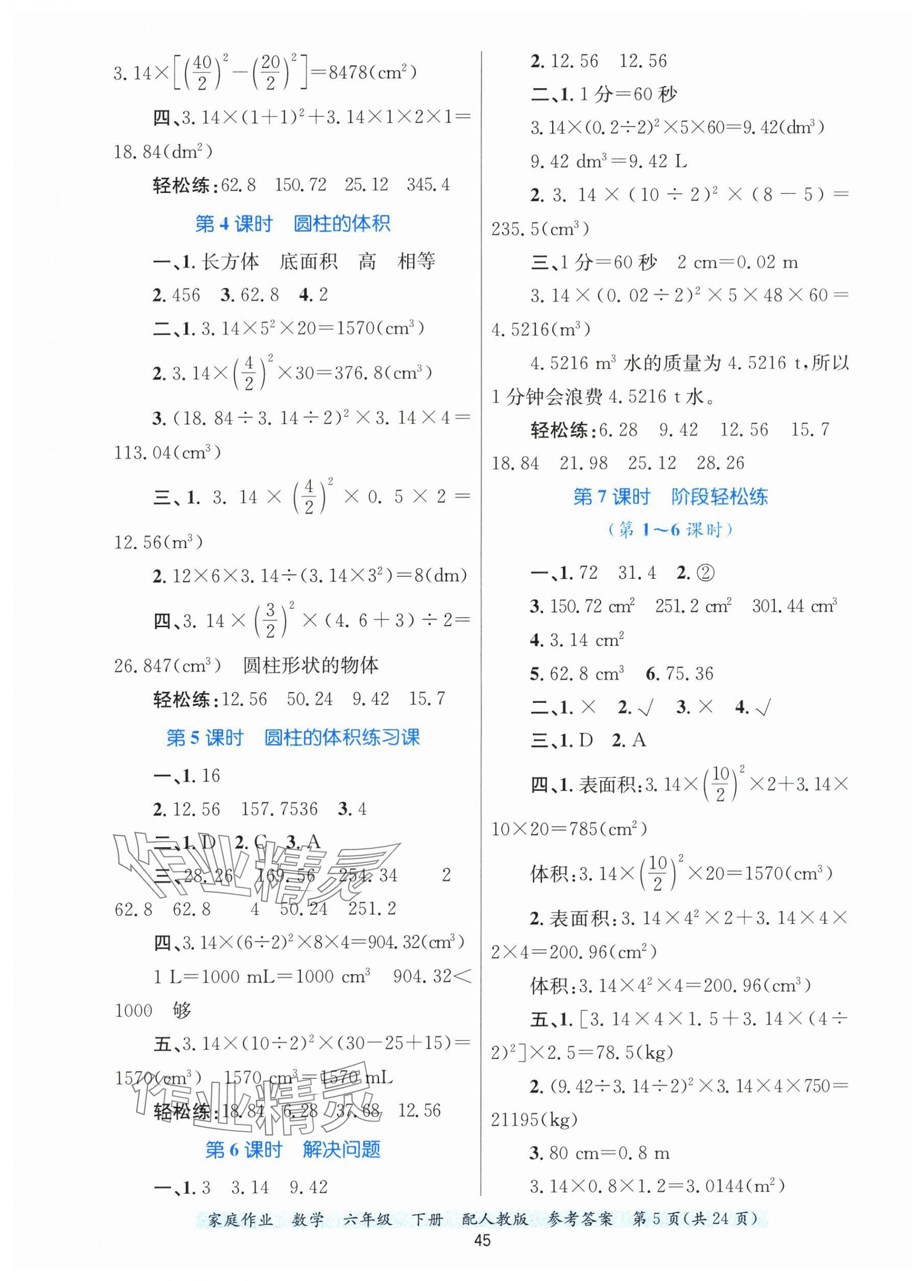 2025年家庭作業(yè)六年級數(shù)學(xué)下冊人教版 第5頁