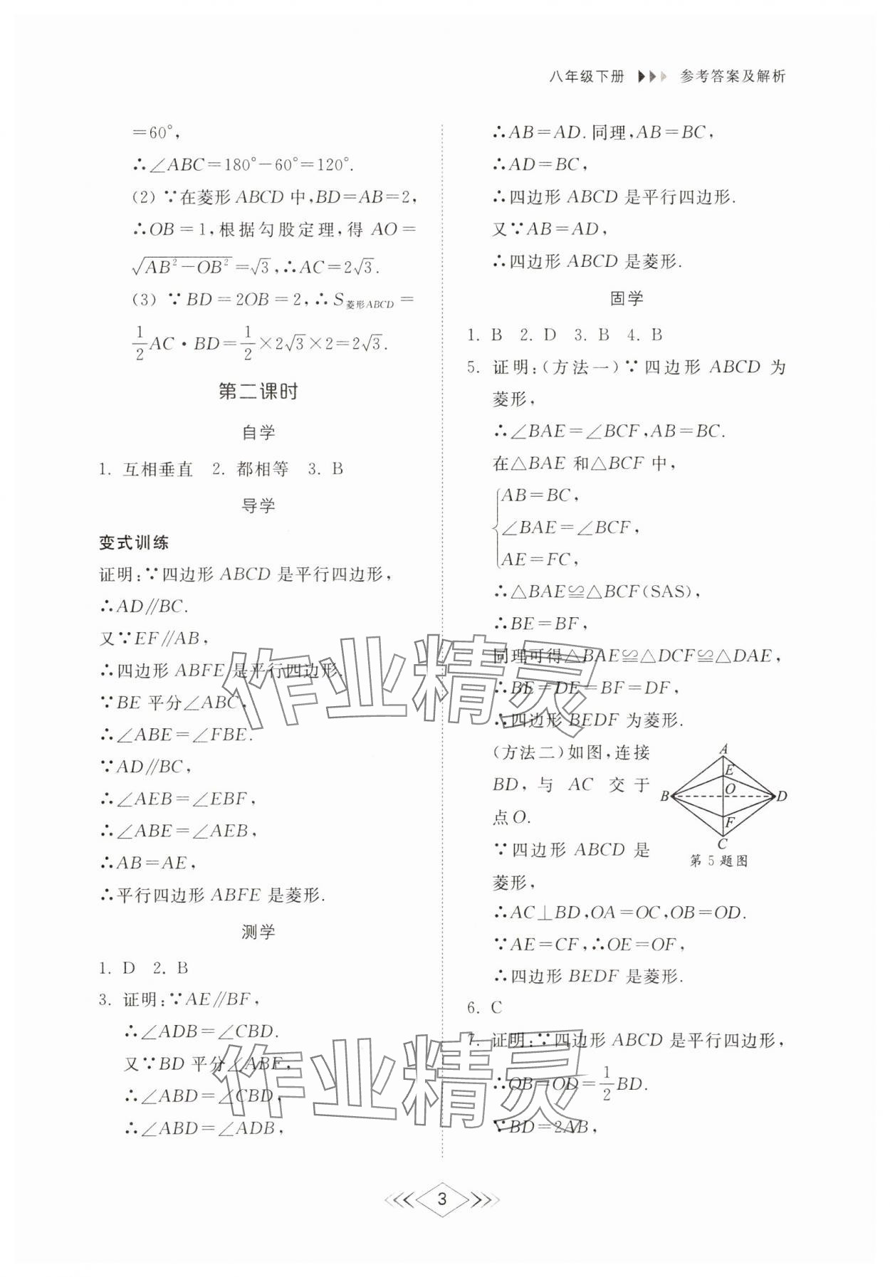 2025年綜合能力訓練八年級數學下冊魯教版54制 參考答案第2頁