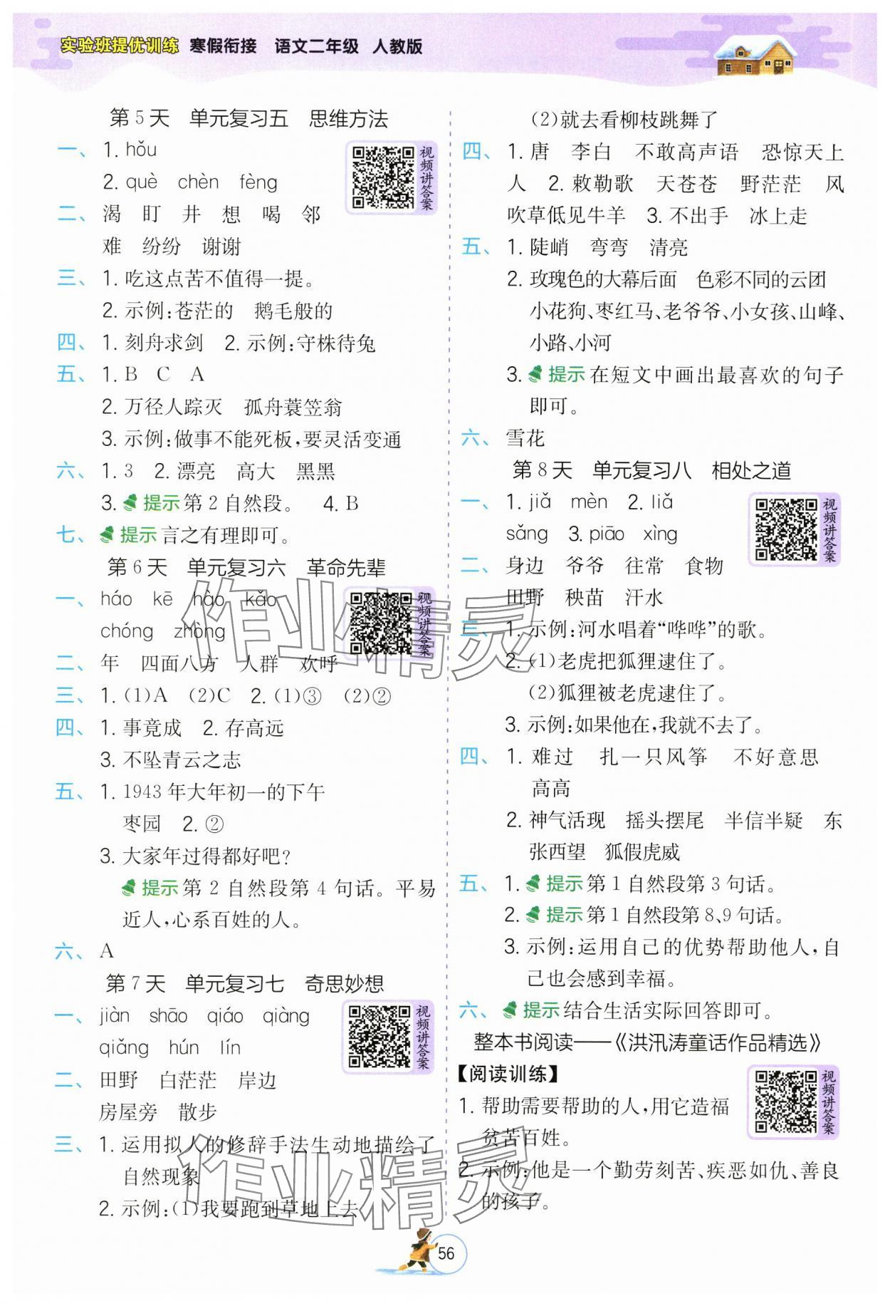 2025年實(shí)驗(yàn)班提優(yōu)訓(xùn)練寒假作業(yè)二年級語文人教版 第2頁