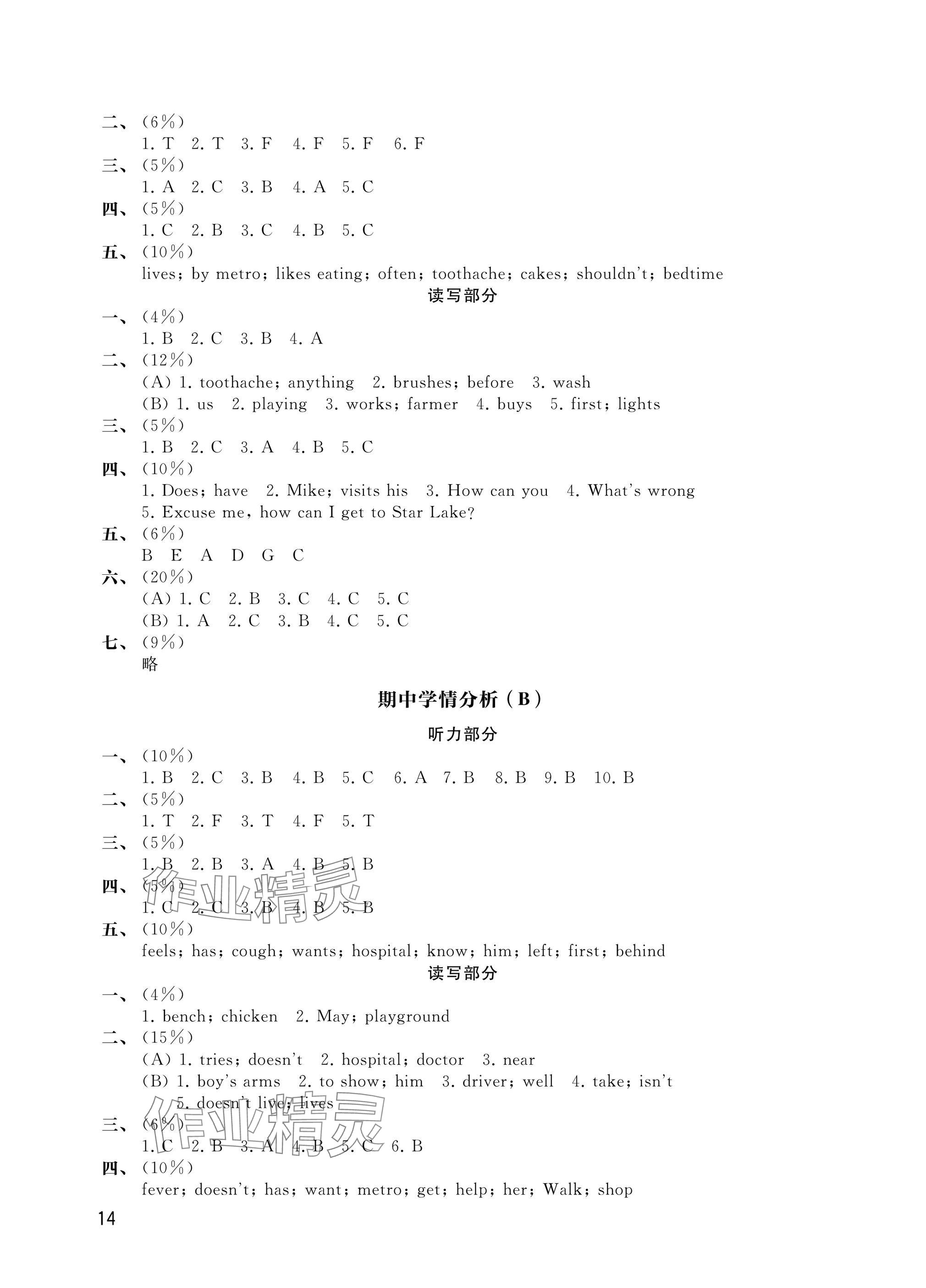 2025年自我評價與提升五年級英語下冊譯林版 參考答案第4頁