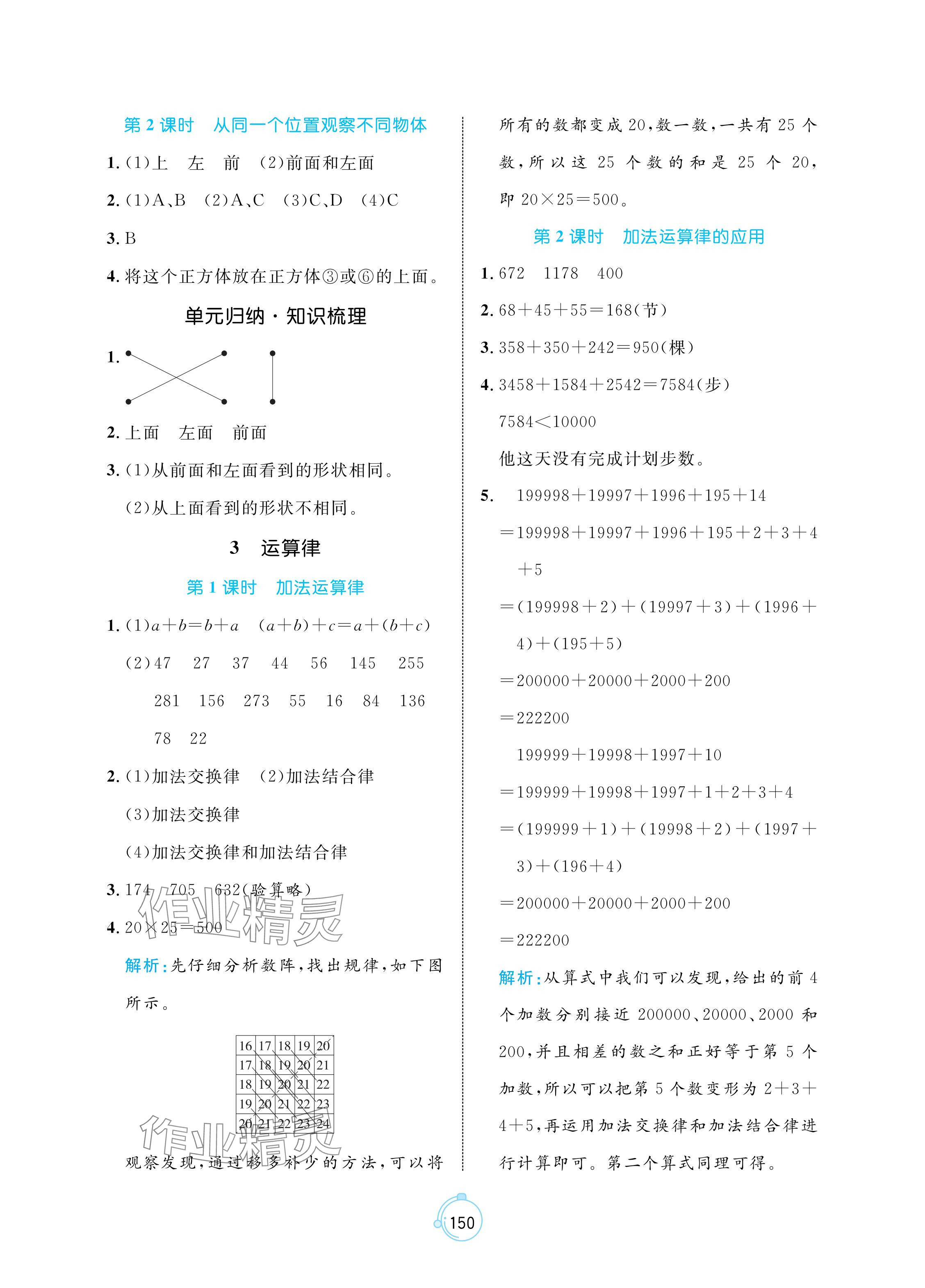 2024年黃岡名師天天練四年級數(shù)學(xué)下冊人教版 參考答案第4頁