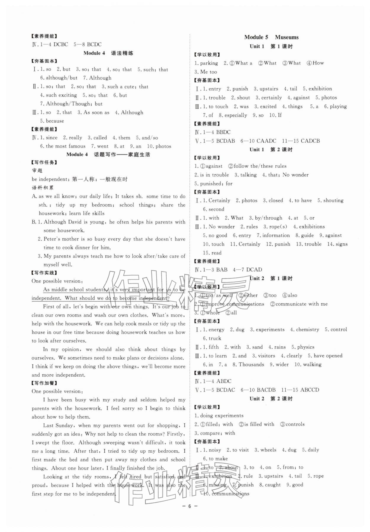 2025年全效学习阶段发展评价九年级英语全一册外研版 参考答案第5页