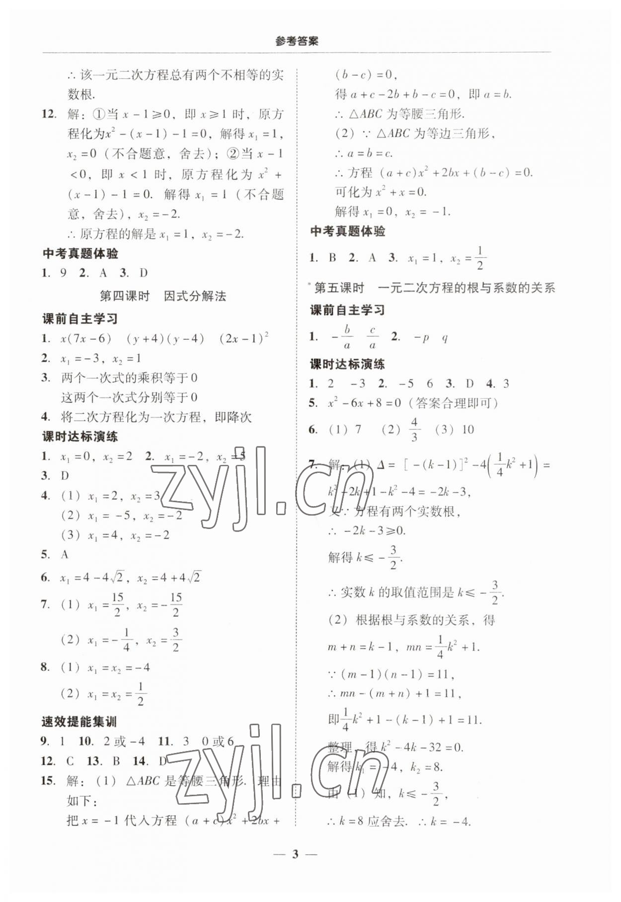 2023年南粤学典学考精练九年级数学全一册人教版 第3页