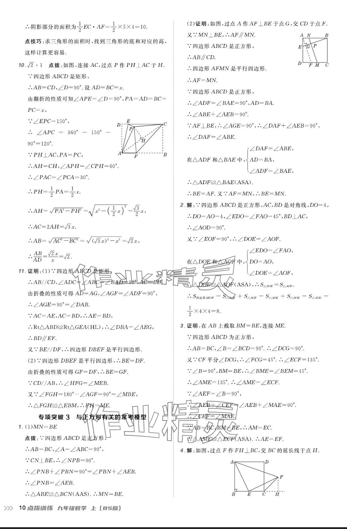 2024年点拨训练九年级数学上册北师大版 参考答案第9页