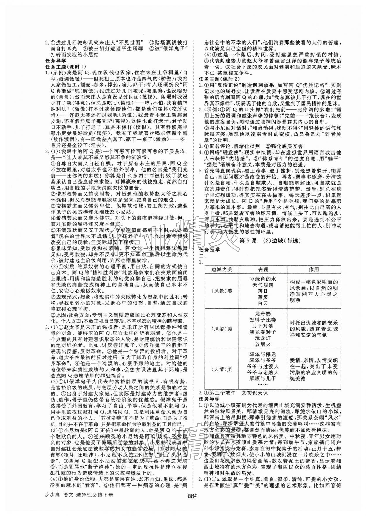 2026年步步高学习笔记高中语文选择性必修下册人教版&nbsp;参考答案第5页