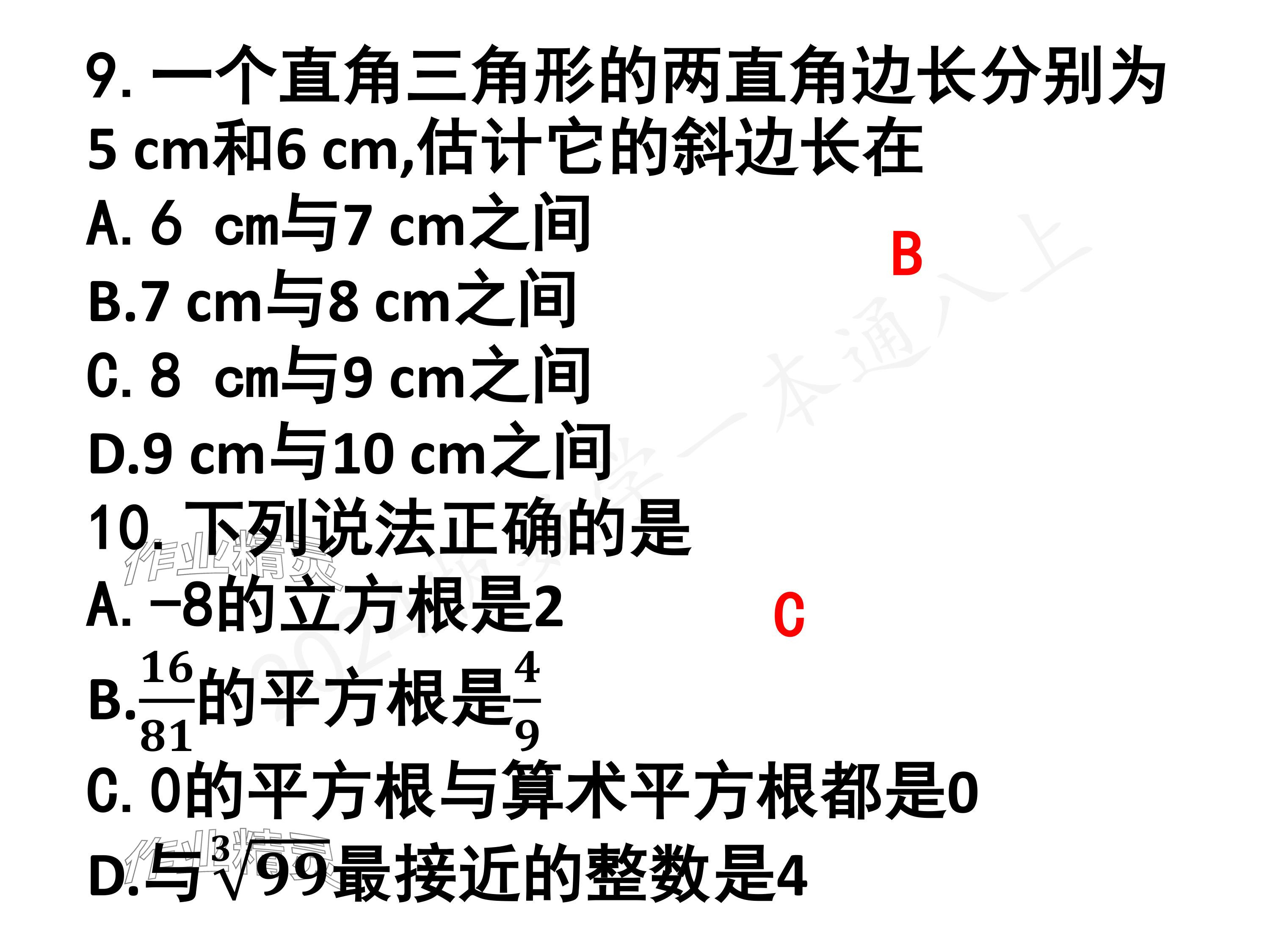 2024年一本通武漢出版社八年級數(shù)學上冊北師大版核心板 參考答案第104頁