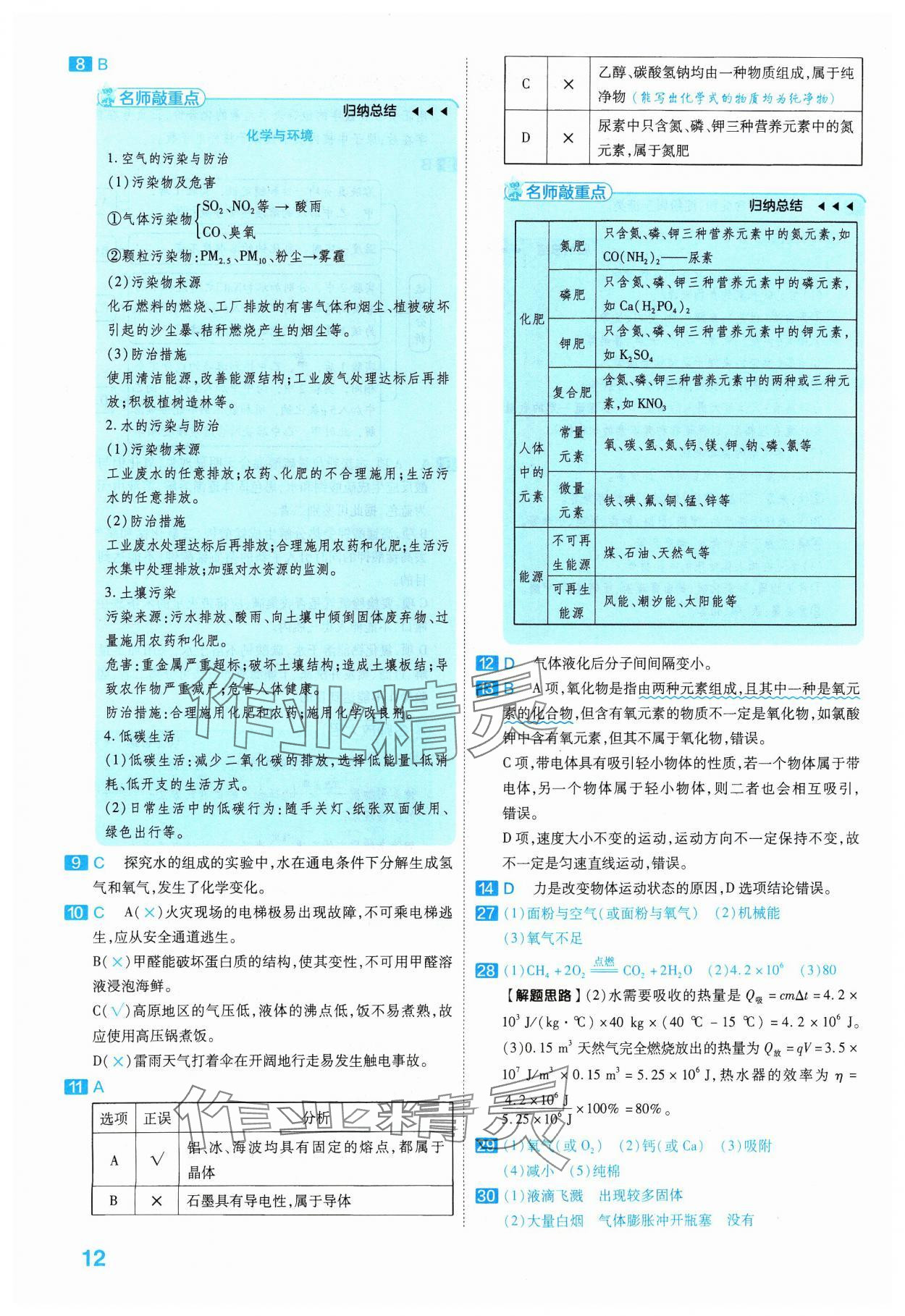 2024年金考卷45套匯編化學河北專版 參考答案第12頁