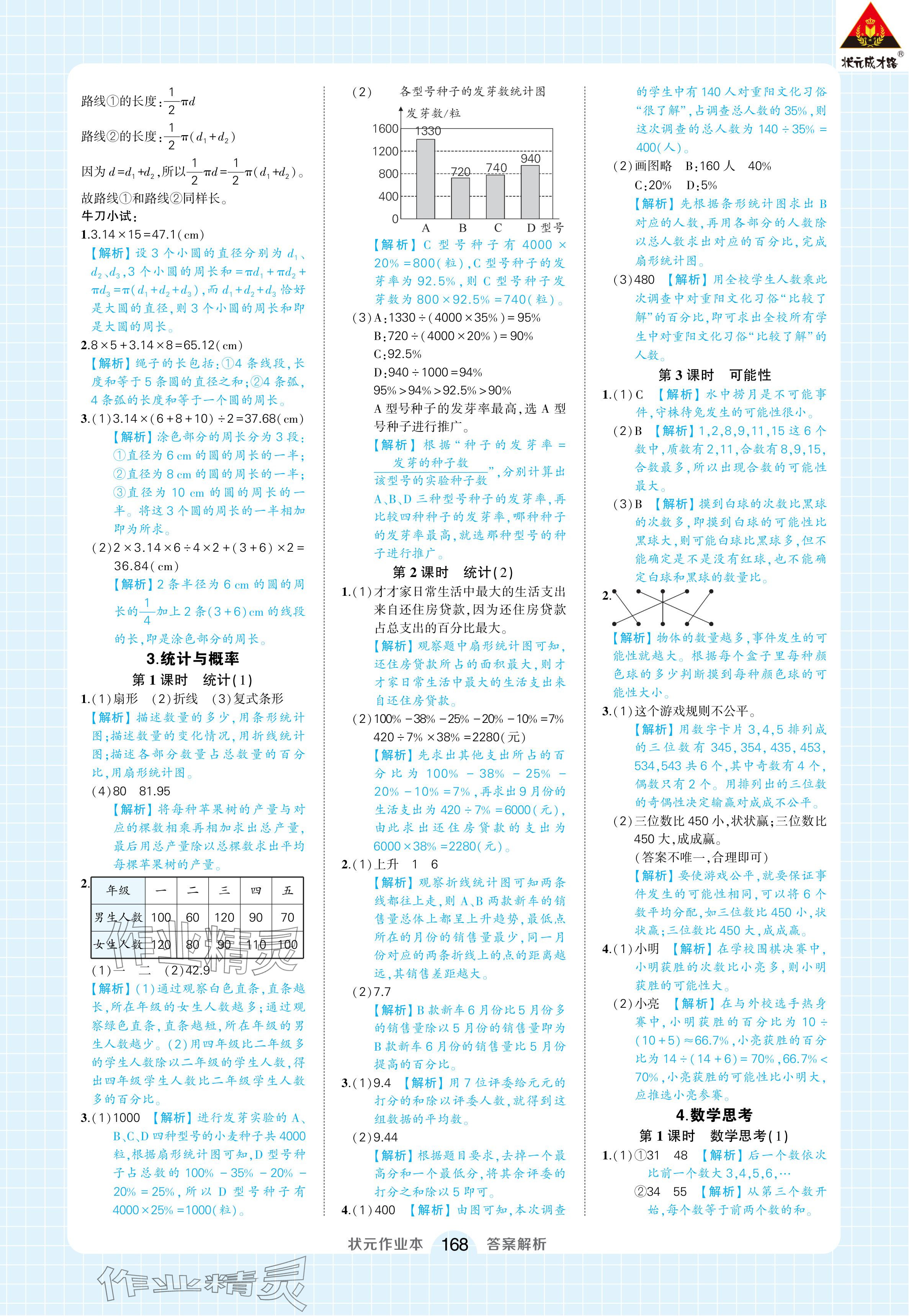 2024年黄冈状元成才路状元作业本六年级数学下册人教版浙江专版 参考答案第22页