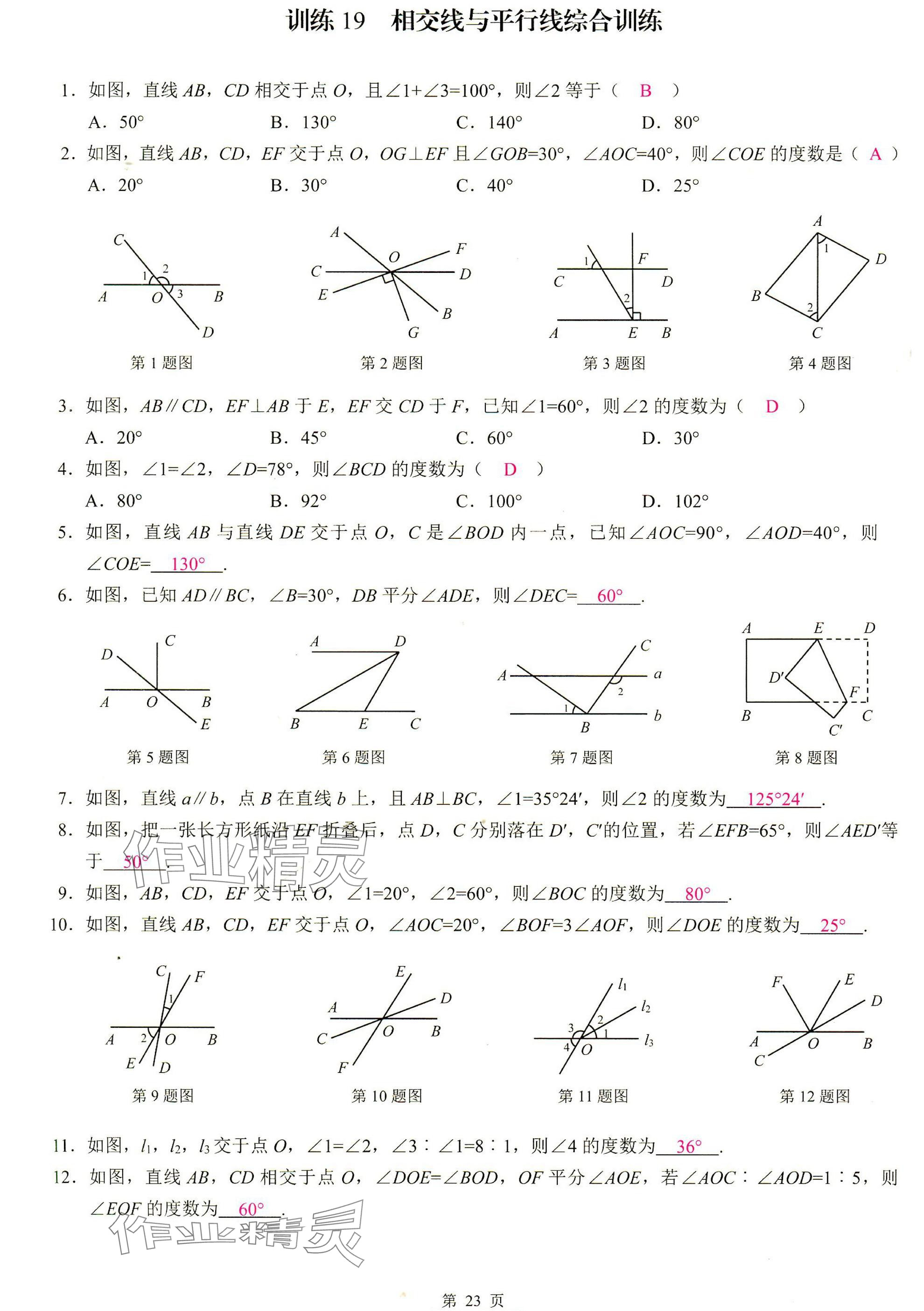2025年計(jì)算高手七年級(jí)數(shù)學(xué)下冊(cè)人教版 參考答案第23頁(yè)