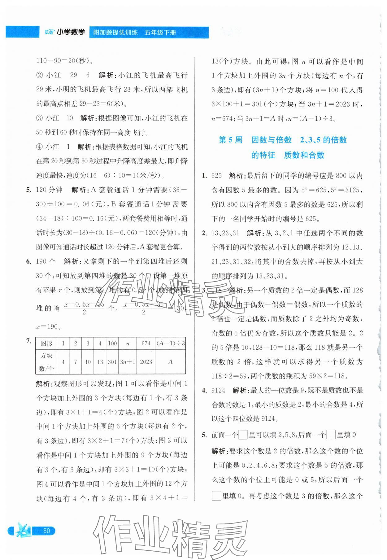 2025年超能学典小学数学附加题提优能手五年级下册苏教版 参考答案第4页