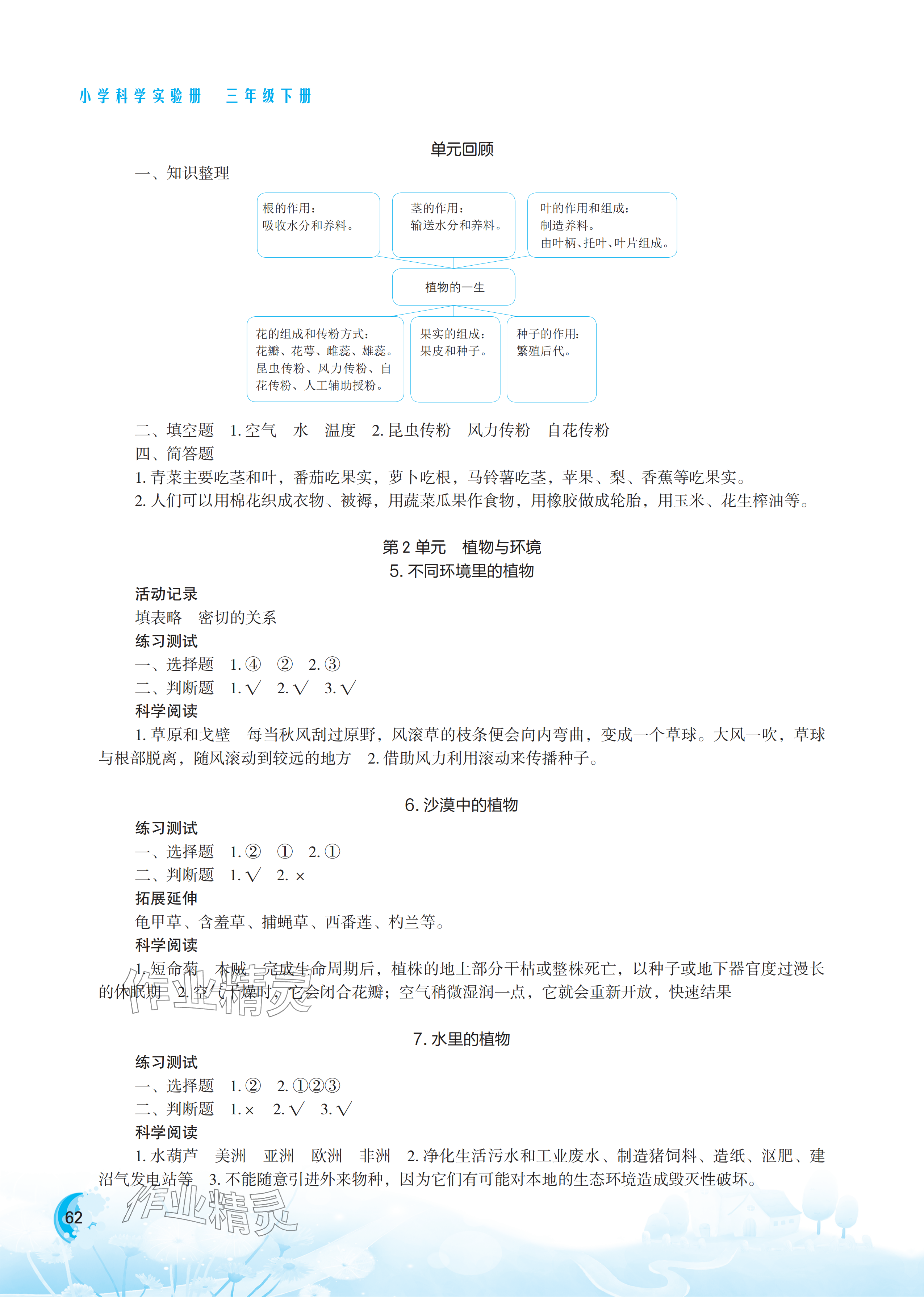 2025年小学科学实验册三年级下册苏教版双色版 参考答案第2页
