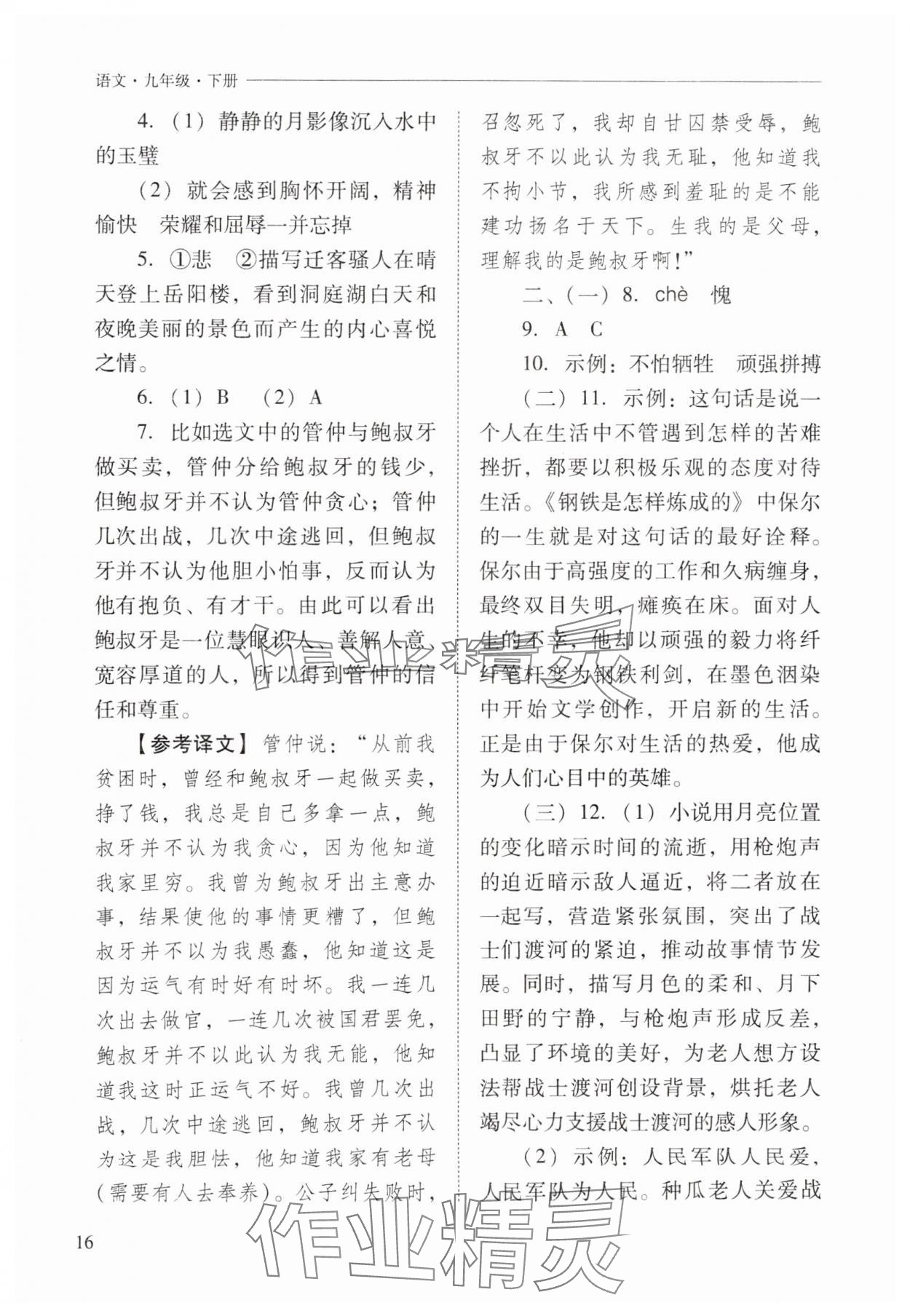 2025年新課程問題解決導學方案九年級語文下冊人教版 第16頁
